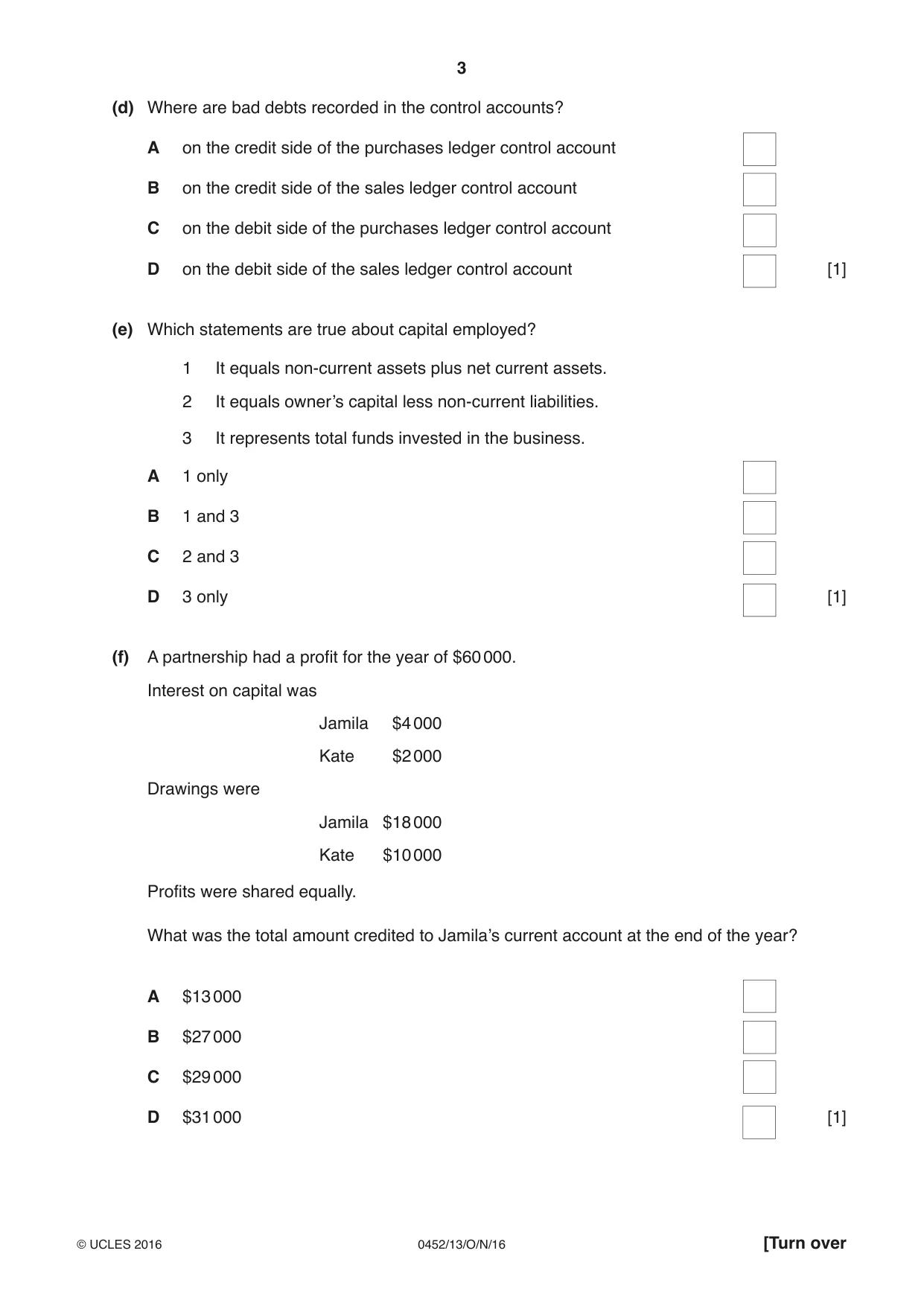 Cambridge IGCSE Accounting 0452 2016 Oct/Nov Paper 1 · Variant 3 question paper, page 3 of 24