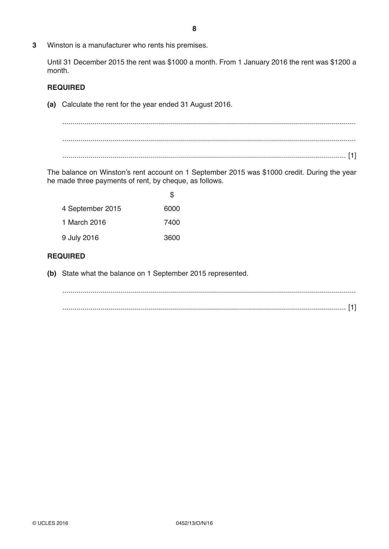 Cambridge IGCSE Accounting 0452 2016 Oct/Nov Paper 1 · Variant 3 question paper, page 8 of 24