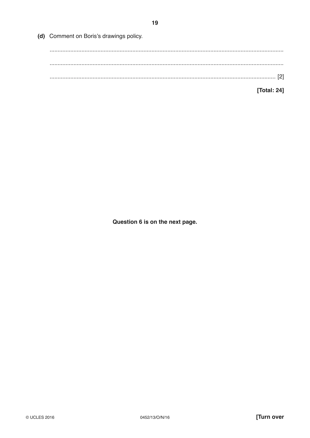 Cambridge IGCSE Accounting 0452 2016 Oct/Nov Paper 1 · Variant 3 question paper, page 19 of 24
