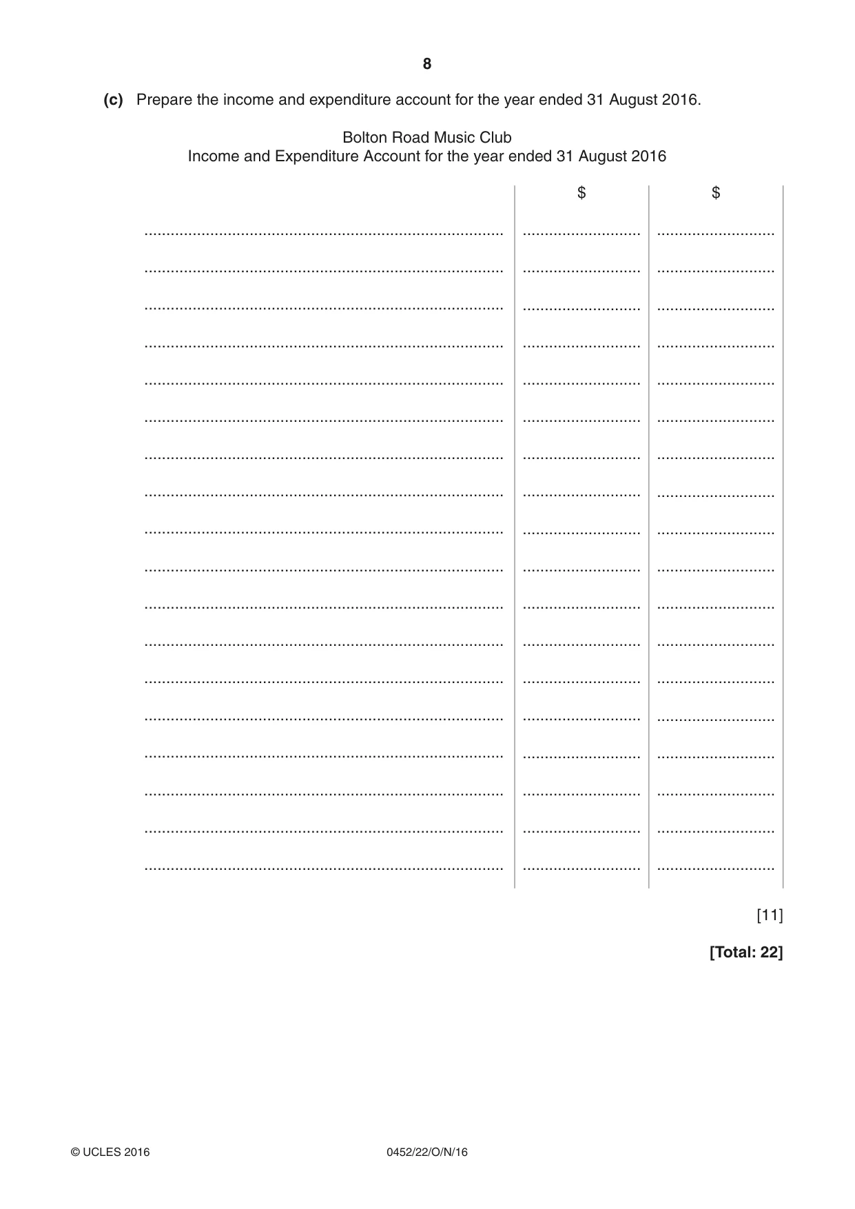 Cambridge IGCSE Accounting 0452 2016 Oct/Nov Paper 2 · Variant 2 question paper, page 8 of 20
