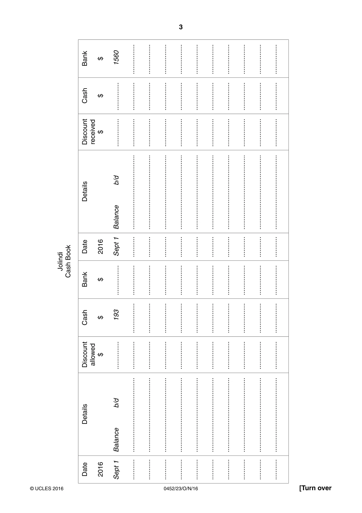 Cambridge IGCSE Accounting 0452 2016 Oct/Nov Paper 2 · Variant 3 question paper, page 3 of 20