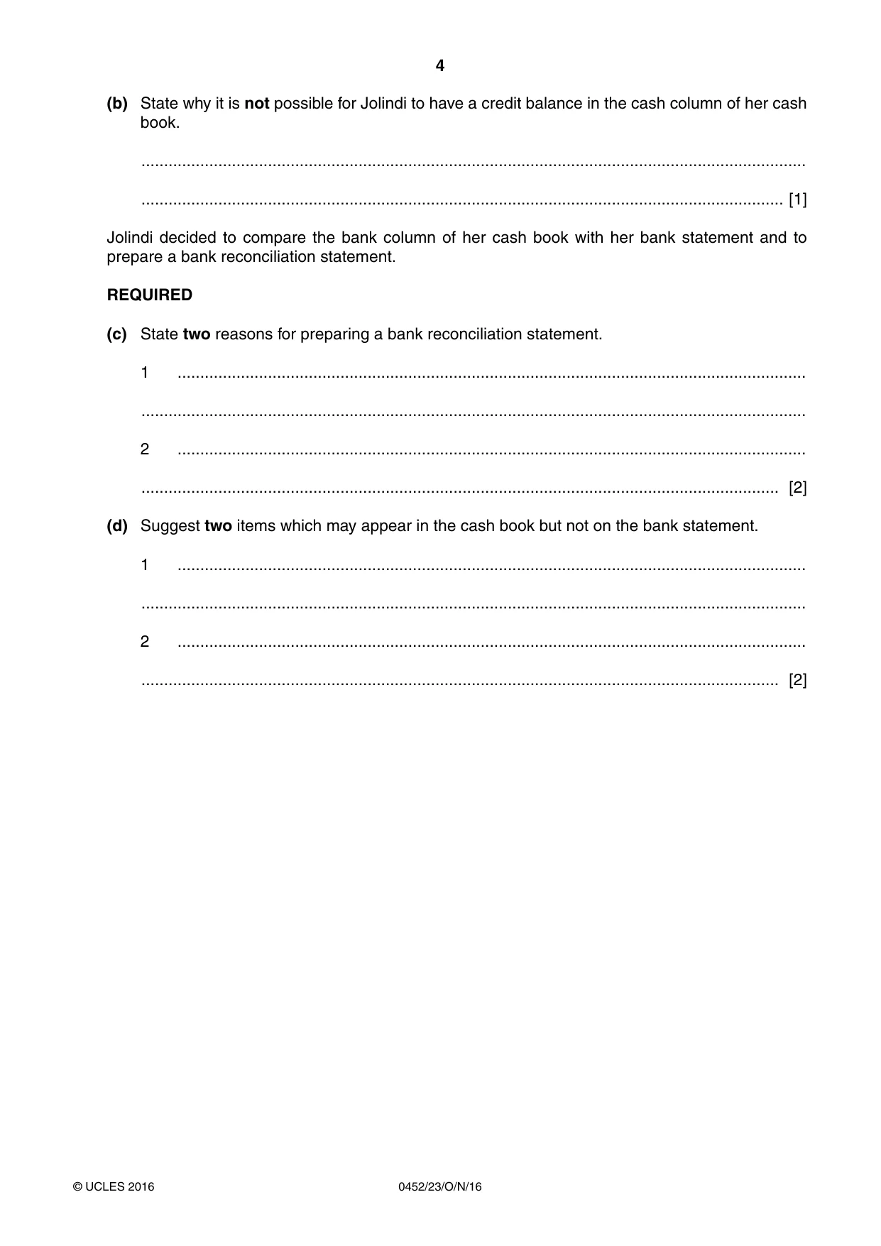 Cambridge IGCSE Accounting 0452 2016 Oct/Nov Paper 2 · Variant 3 question paper, page 4 of 20