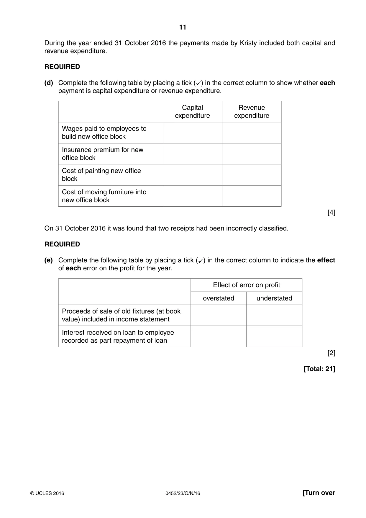 Cambridge IGCSE Accounting 0452 2016 Oct/Nov Paper 2 · Variant 3 question paper, page 11 of 20