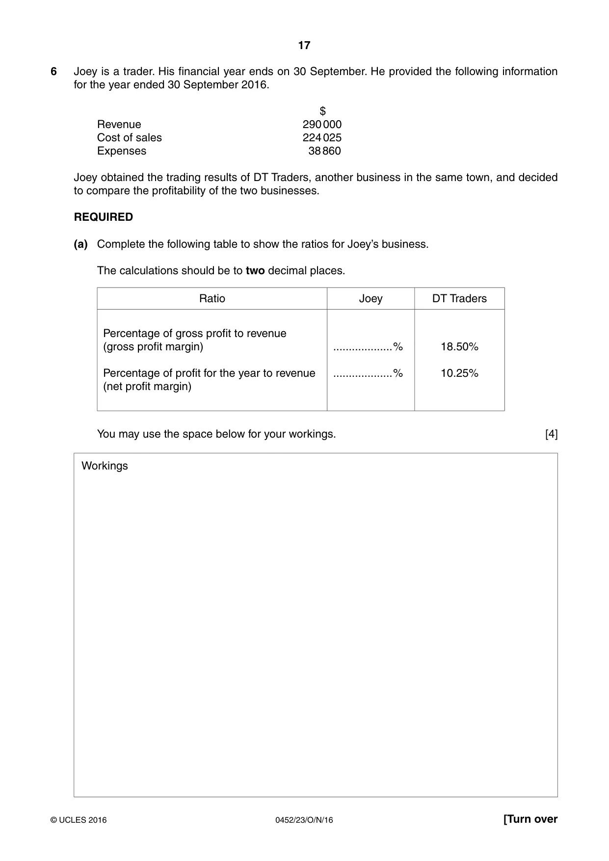 Cambridge IGCSE Accounting 0452 2016 Oct/Nov Paper 2 · Variant 3 question paper, page 17 of 20
