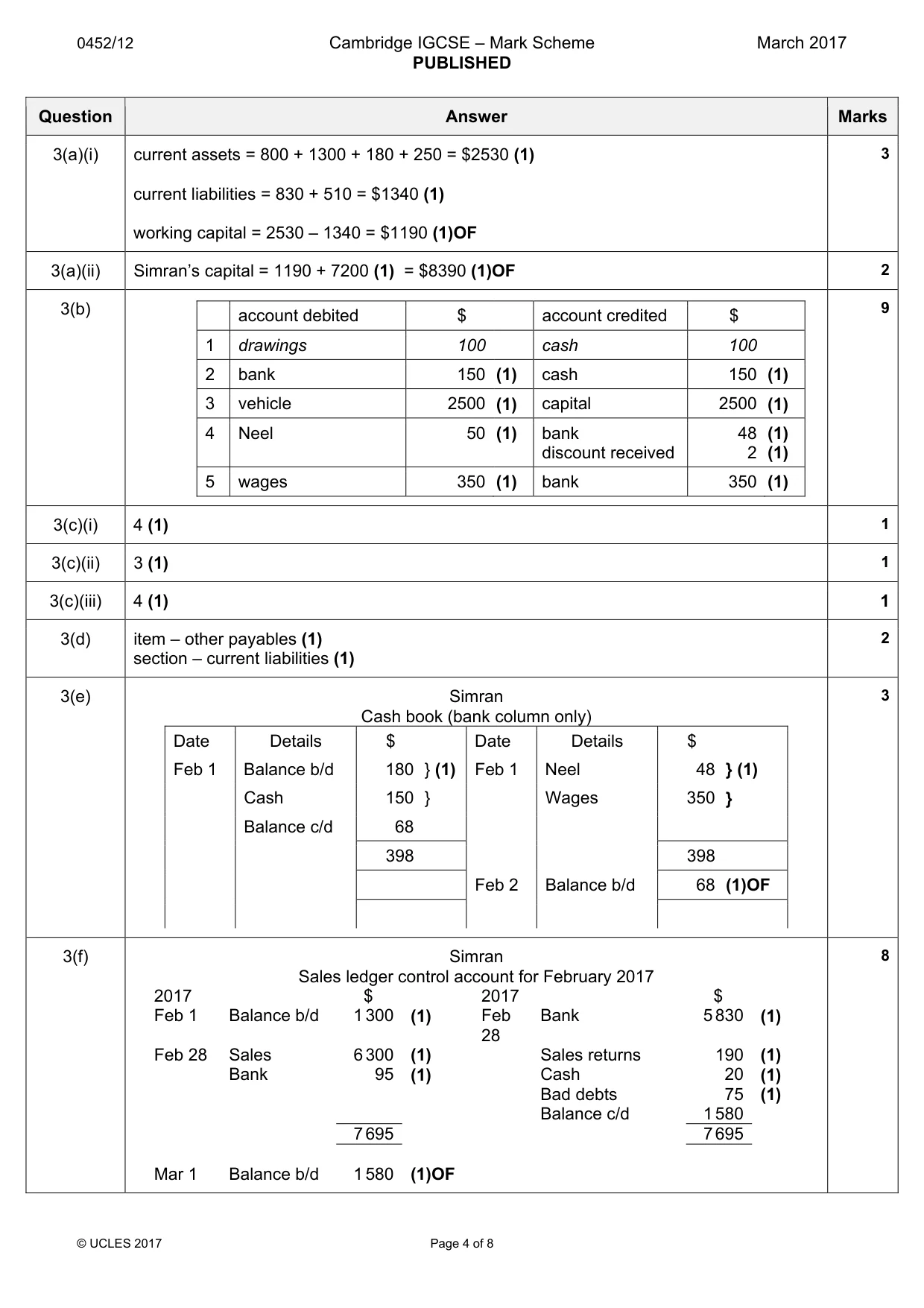 Mark scheme, page 4 of 8