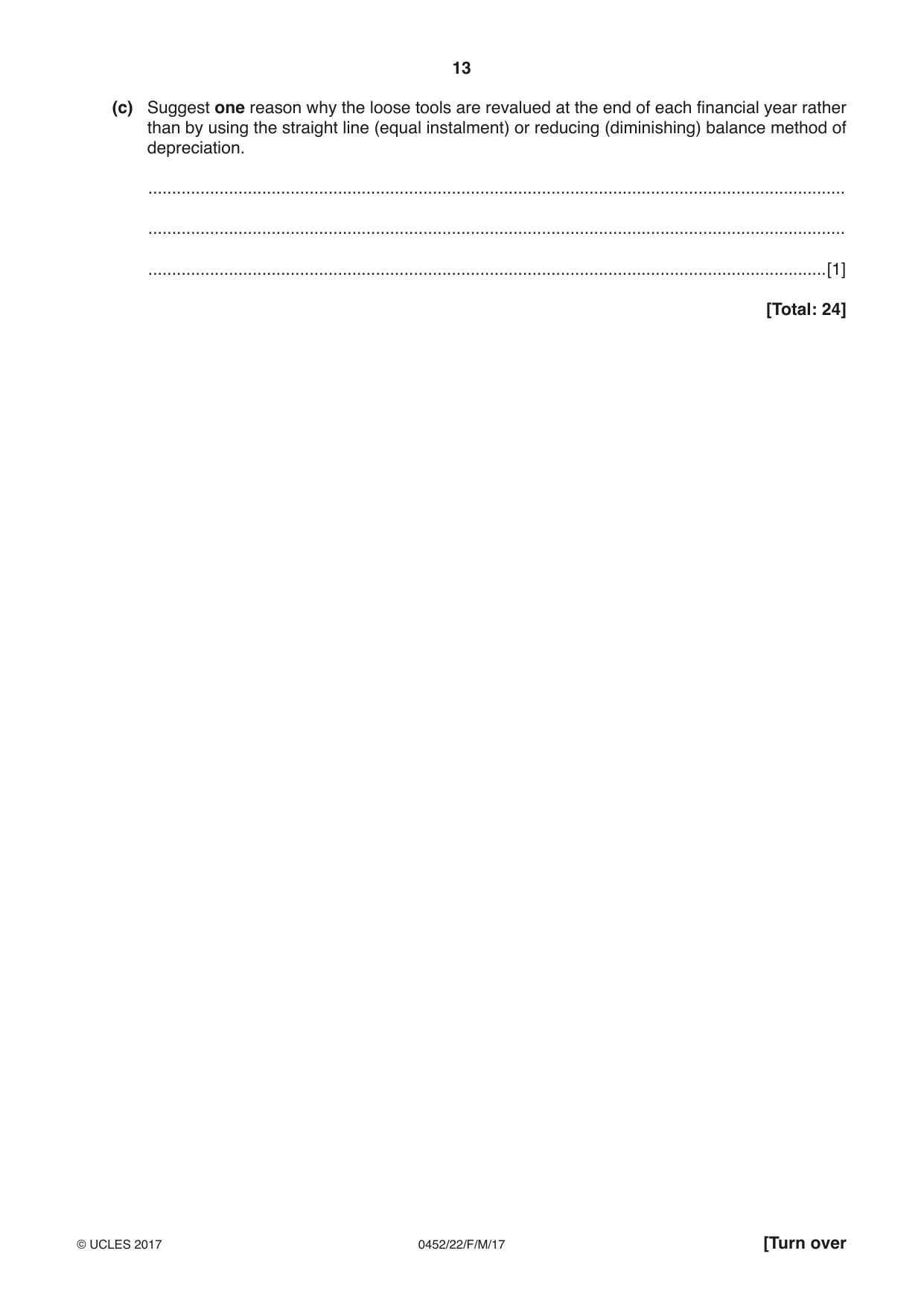 Cambridge IGCSE Accounting 0452 2017 Feb/March Paper 2 · Variant 2 question paper, page 13 of 24