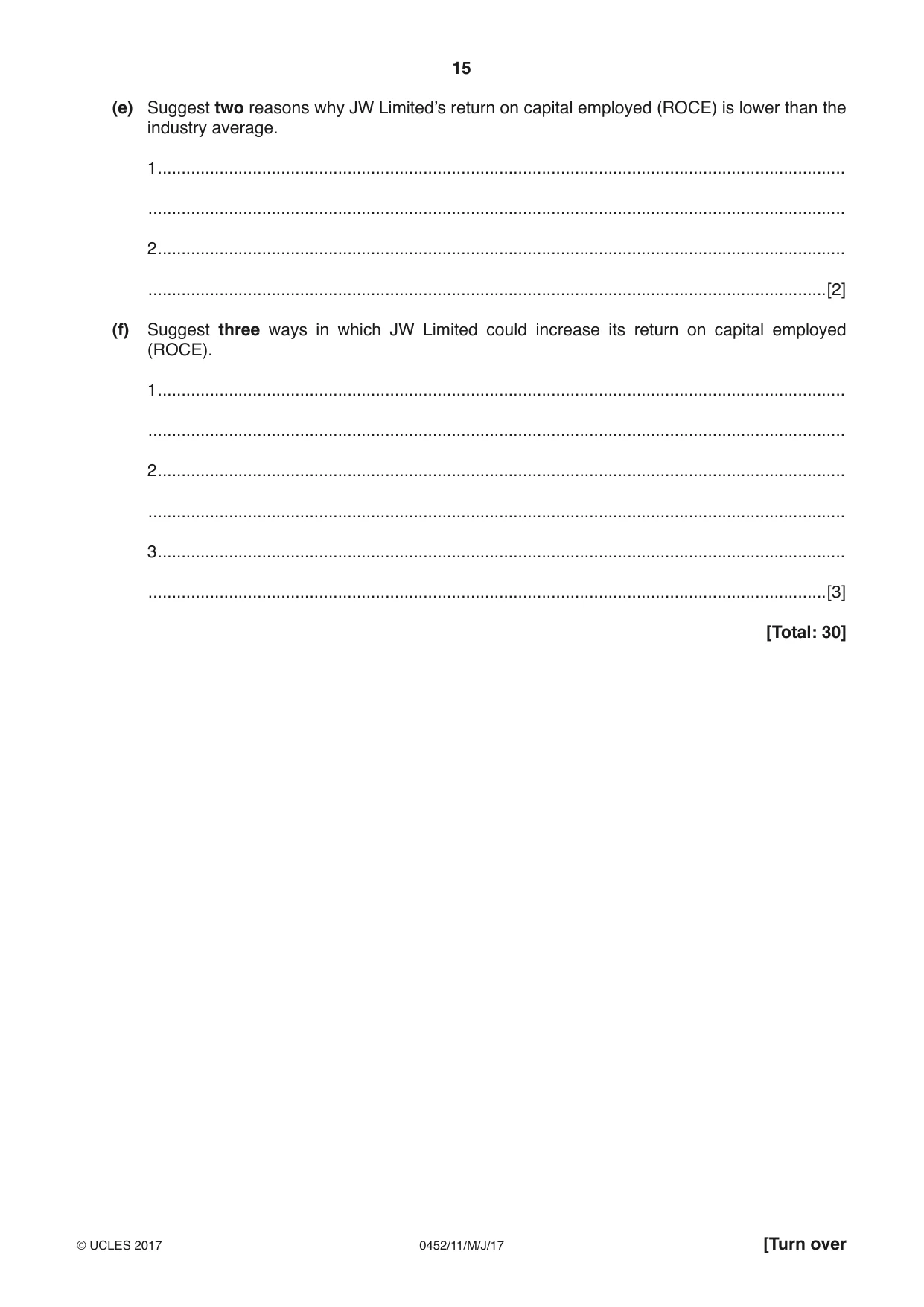 Cambridge IGCSE Accounting 0452 2017 May/June Paper 1 · Variant 1 question paper, page 15 of 20