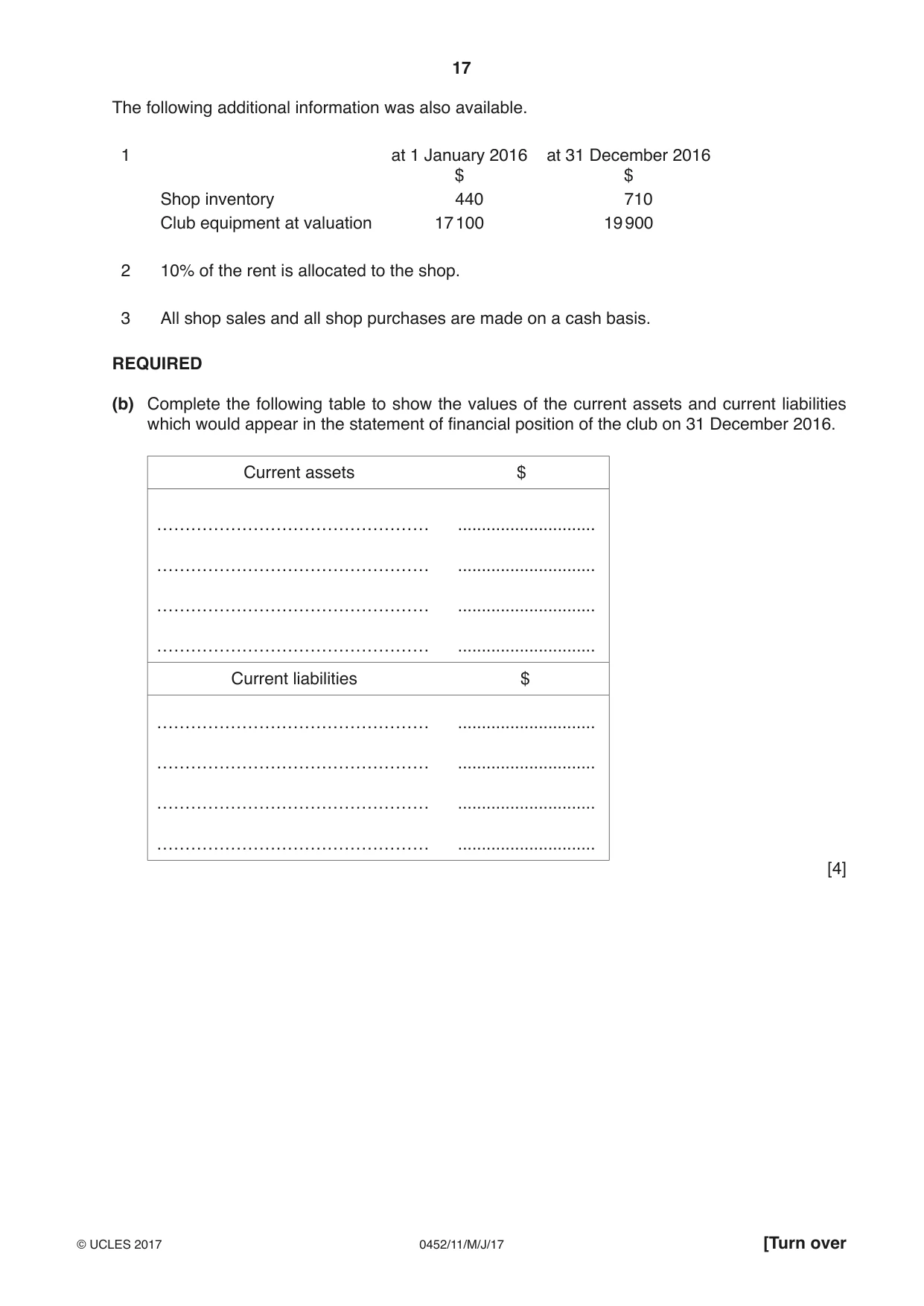 Cambridge IGCSE Accounting 0452 2017 May/June Paper 1 · Variant 1 question paper, page 17 of 20
