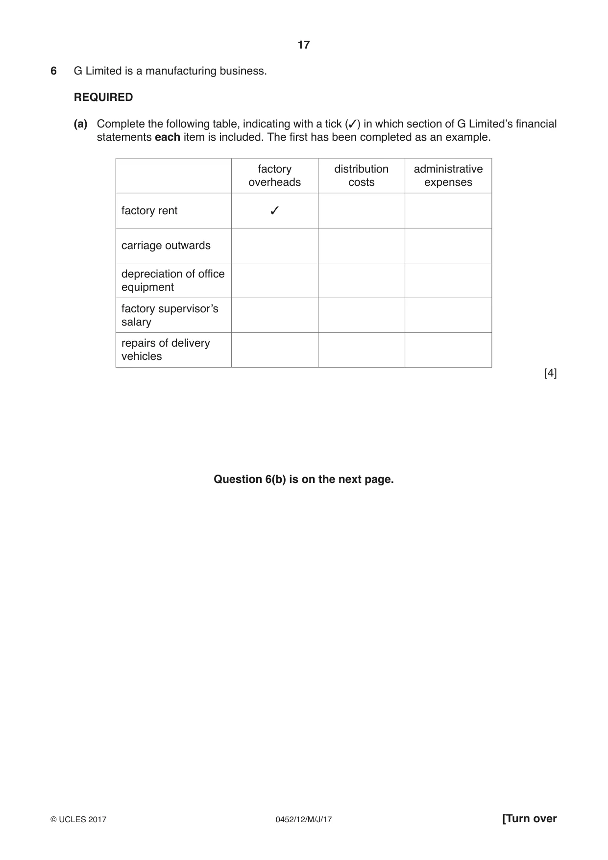 Cambridge IGCSE Accounting 0452 2017 May/June Paper 1 · Variant 2 question paper, page 17 of 20