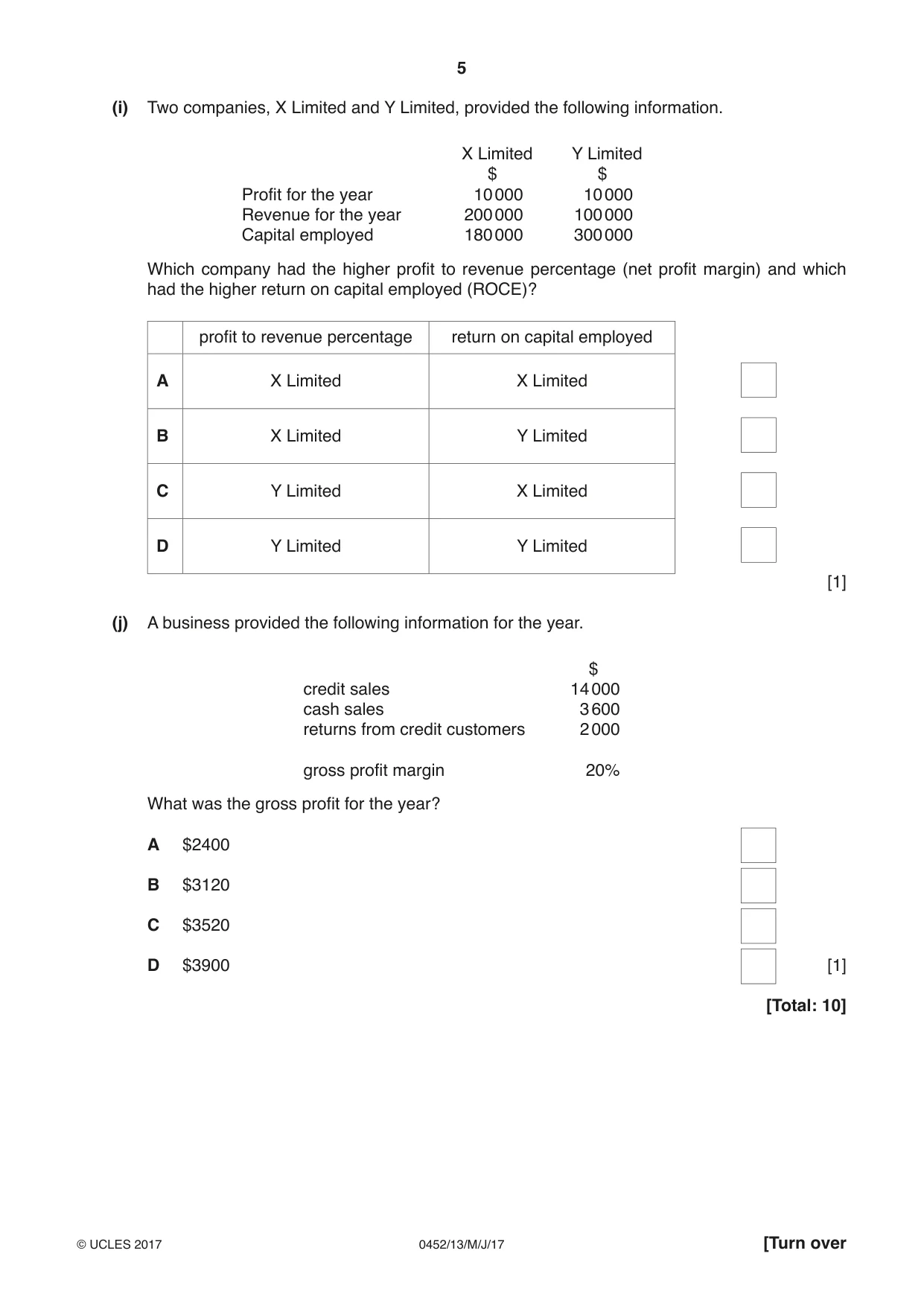 Cambridge IGCSE Accounting 0452 2017 May/June Paper 1 · Variant 3 question paper, page 5 of 20