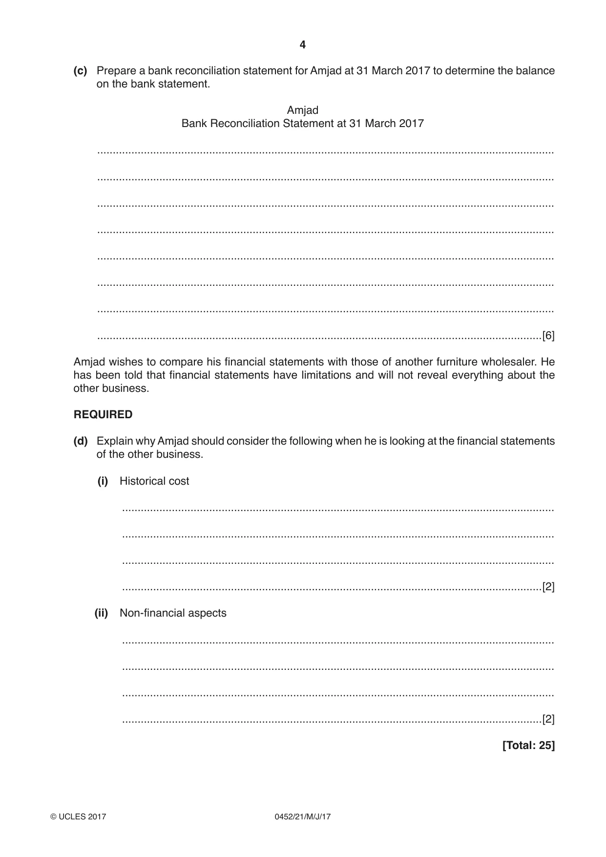 Cambridge IGCSE Accounting 0452 2017 May/June Paper 2 · Variant 1 question paper, page 4 of 24