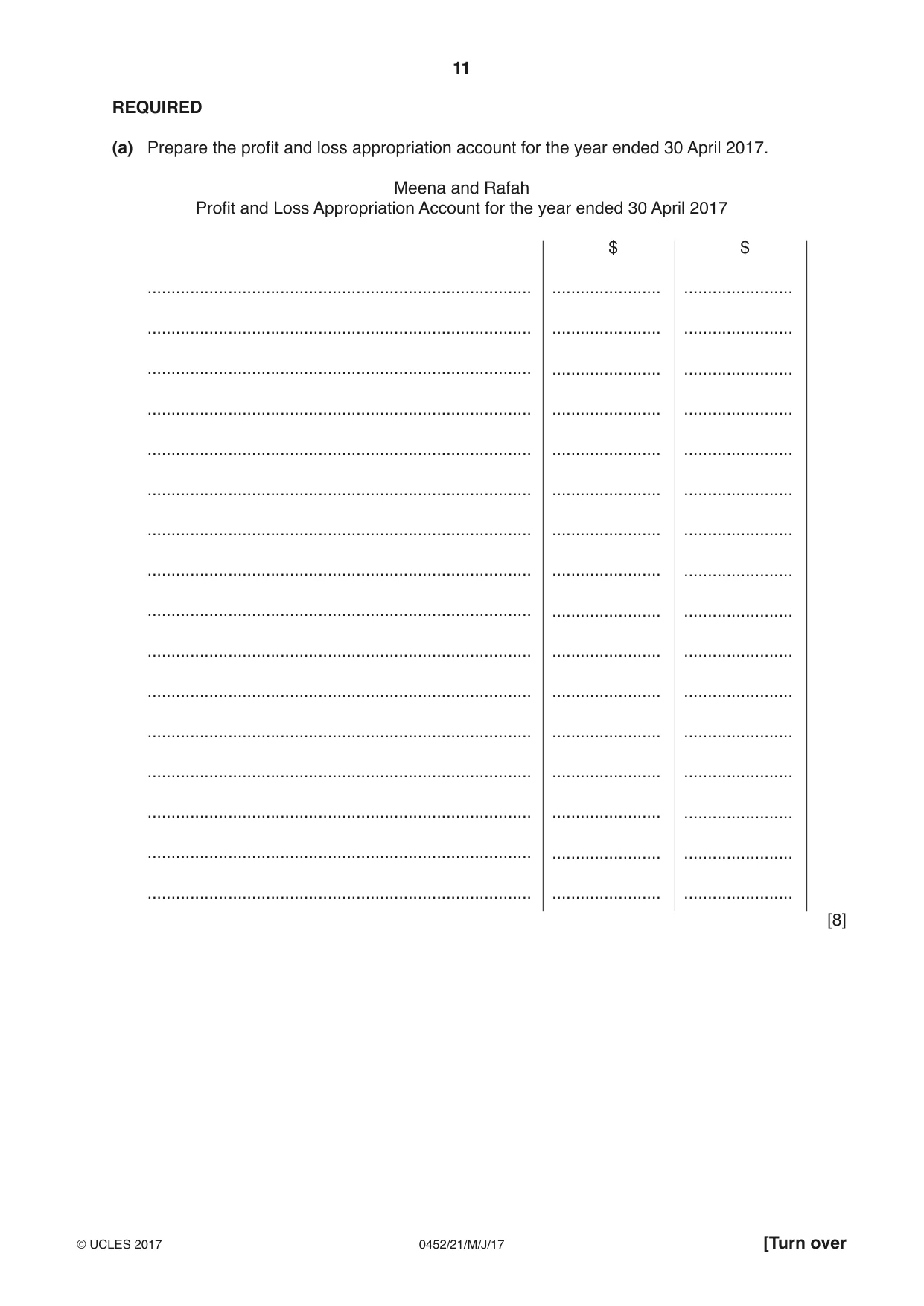 Cambridge IGCSE Accounting 0452 2017 May/June Paper 2 · Variant 1 question paper, page 11 of 24