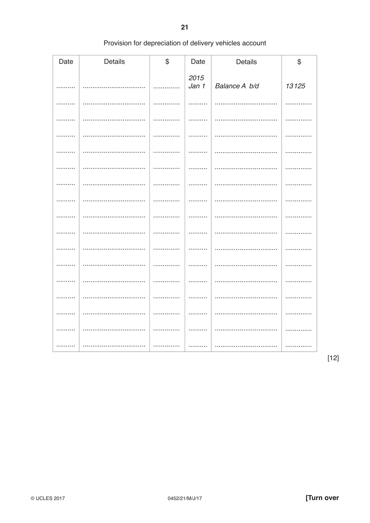 Cambridge IGCSE Accounting 0452 2017 May/June Paper 2 · Variant 1 question paper, page 21 of 24