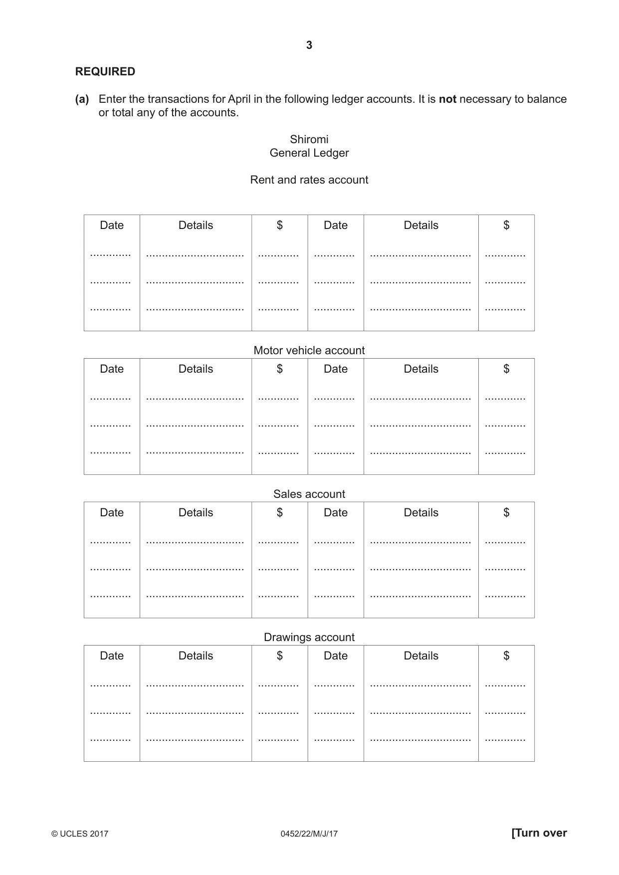 Cambridge IGCSE Accounting 0452 2017 May/June Paper 2 · Variant 2 question paper, page 3 of 20
