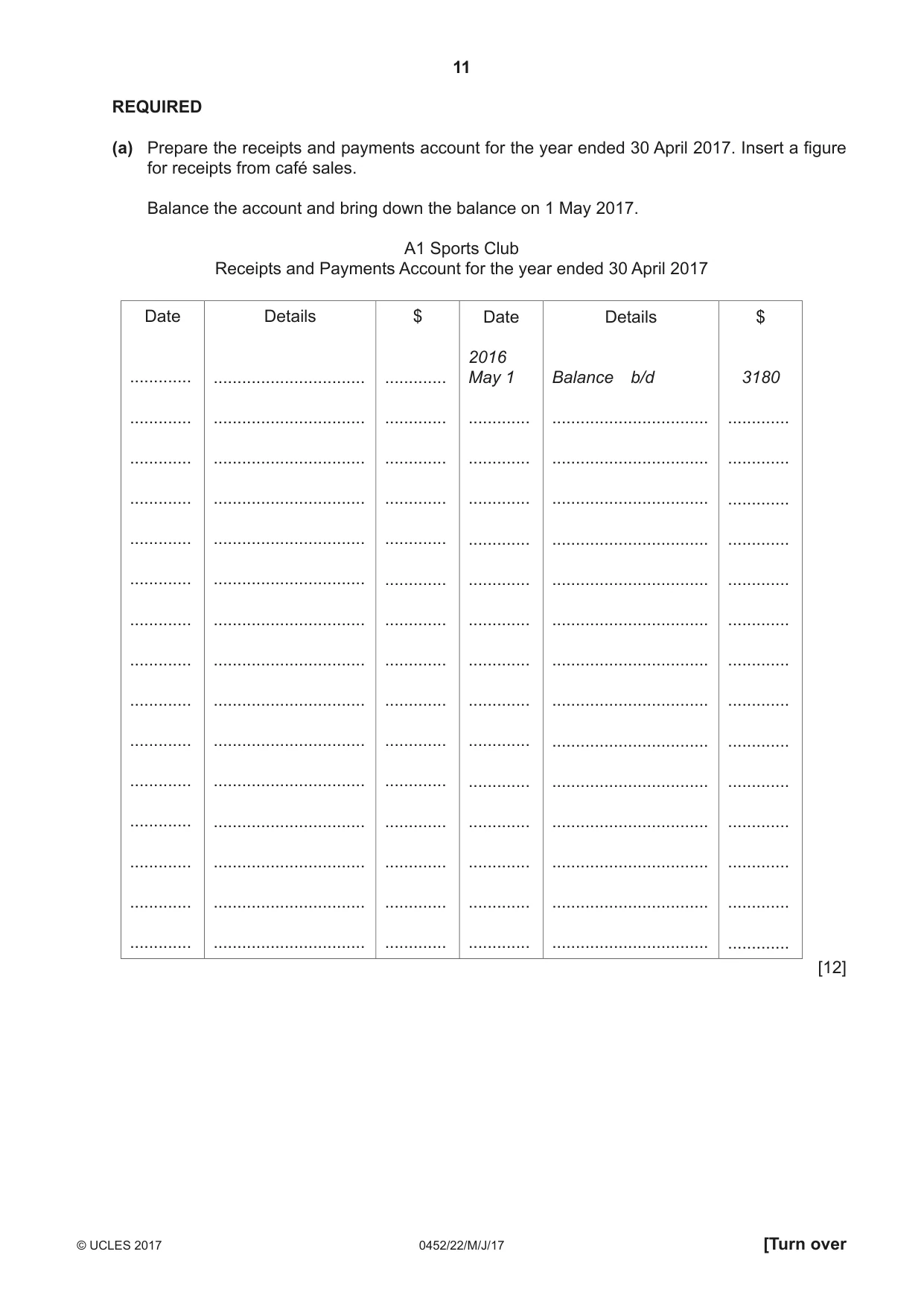 Cambridge IGCSE Accounting 0452 2017 May/June Paper 2 · Variant 2 question paper, page 11 of 20