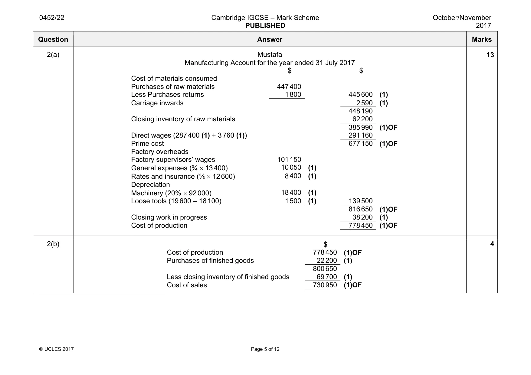 Mark scheme, page 5 of 12