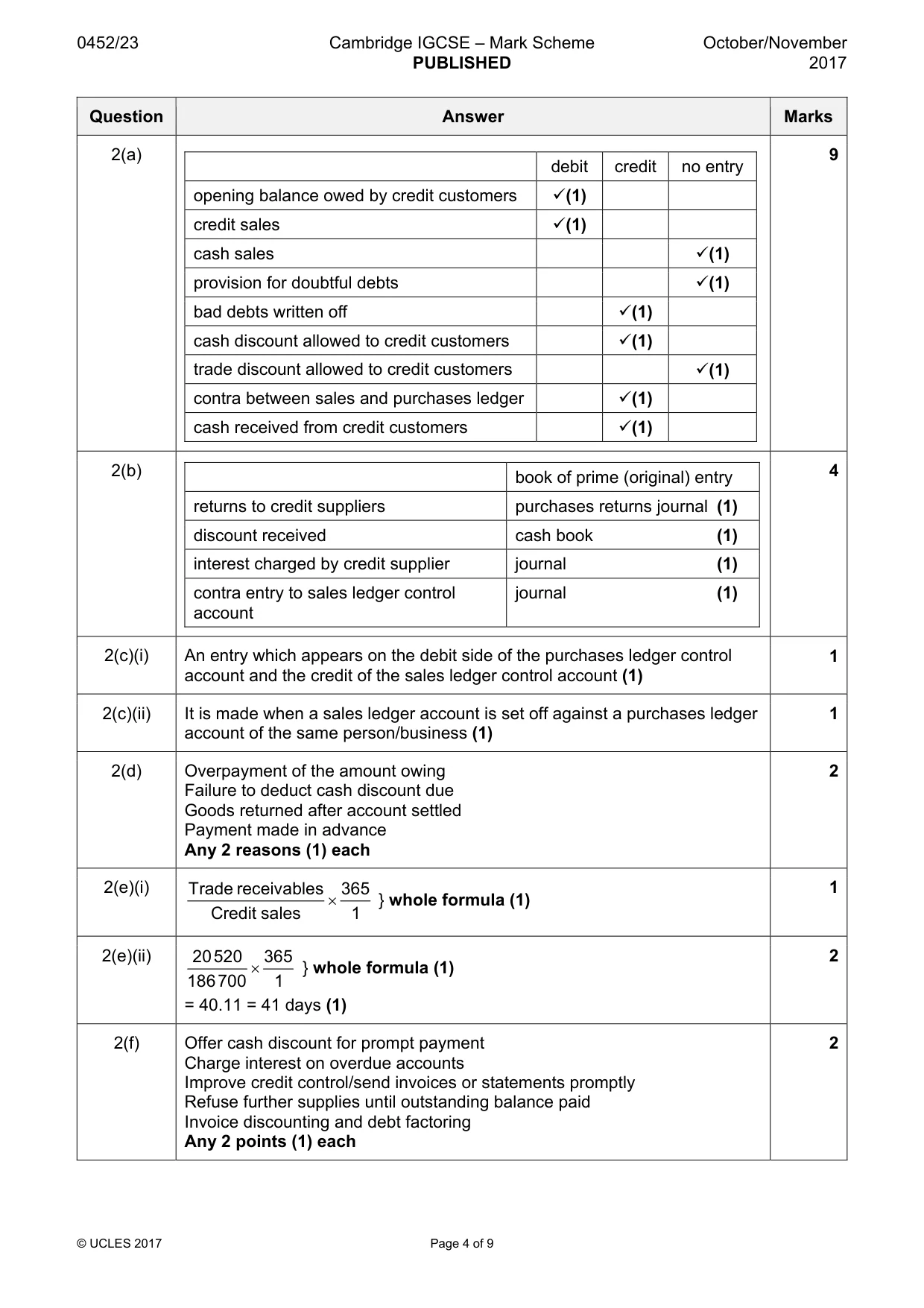Mark scheme, page 4 of 9