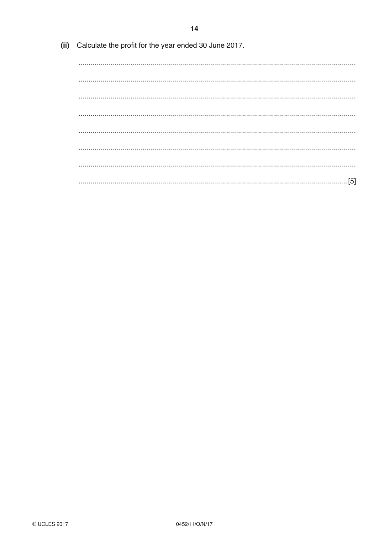 Cambridge IGCSE Accounting 0452 2017 Oct/Nov Paper 1 · Variant 1 question paper, page 14 of 20