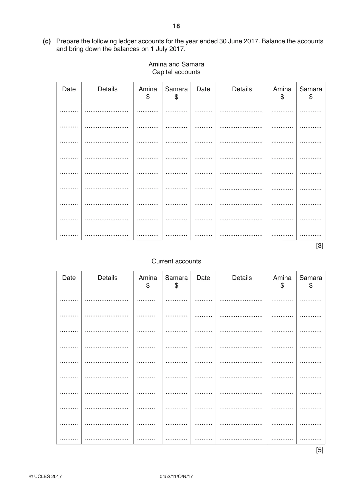 Cambridge IGCSE Accounting 0452 2017 Oct/Nov Paper 1 · Variant 1 question paper, page 18 of 20