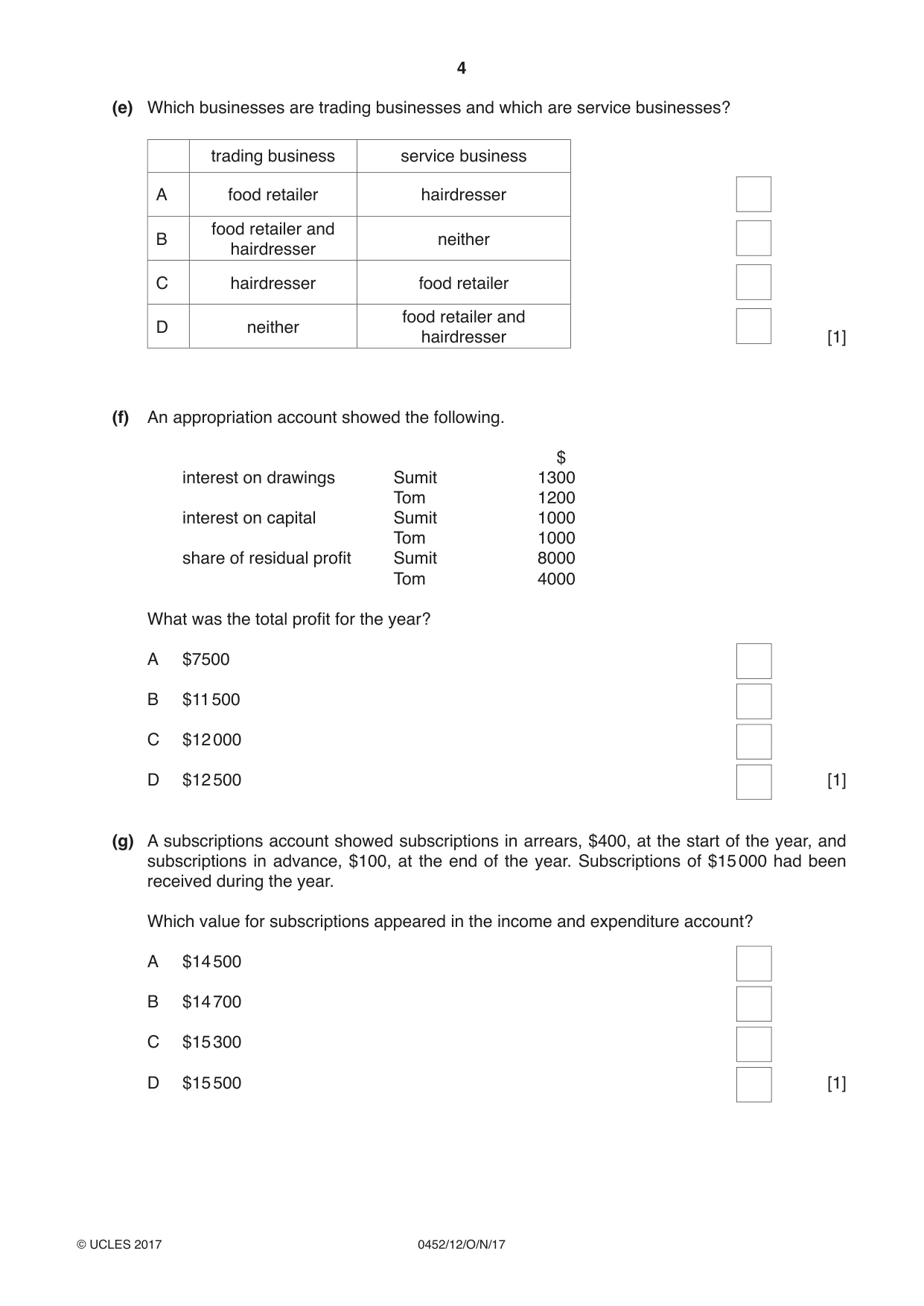 Cambridge IGCSE Accounting 0452 2017 Oct/Nov Paper 1 · Variant 2 question paper, page 4 of 20