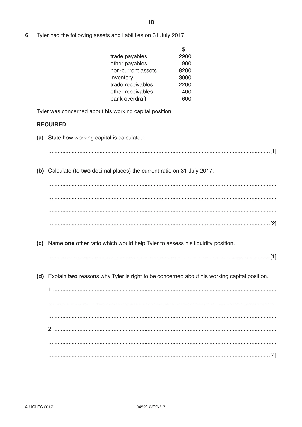 Cambridge IGCSE Accounting 0452 2017 Oct/Nov Paper 1 · Variant 2 question paper, page 18 of 20