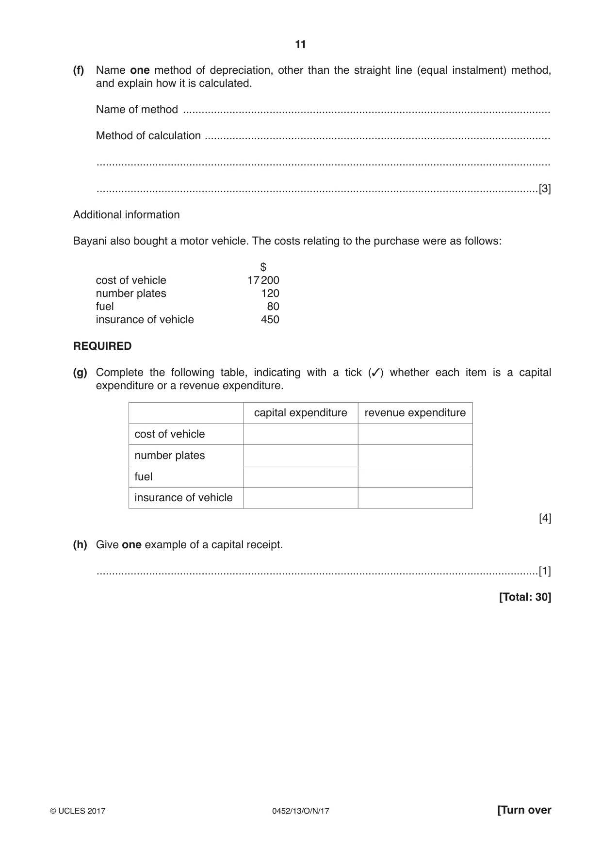 Cambridge IGCSE Accounting 0452 2017 Oct/Nov Paper 1 · Variant 3 question paper, page 11 of 20
