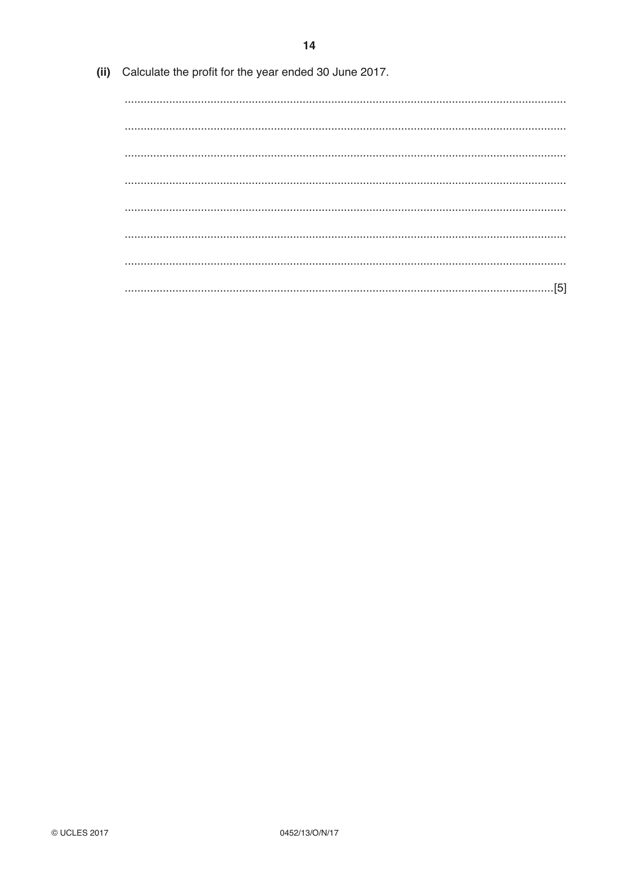 Cambridge IGCSE Accounting 0452 2017 Oct/Nov Paper 1 · Variant 3 question paper, page 14 of 20