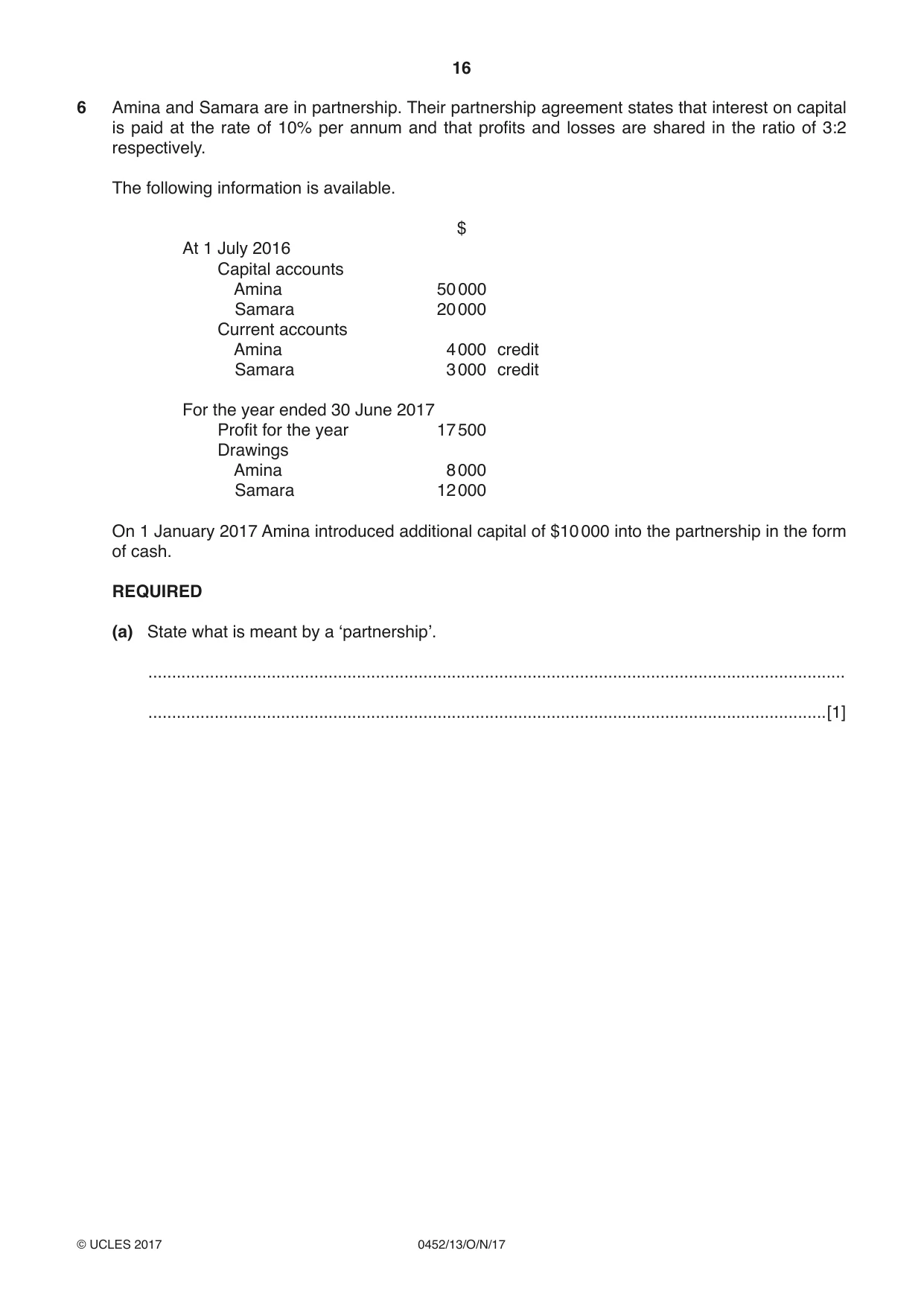 Cambridge IGCSE Accounting 0452 2017 Oct/Nov Paper 1 · Variant 3 question paper, page 16 of 20