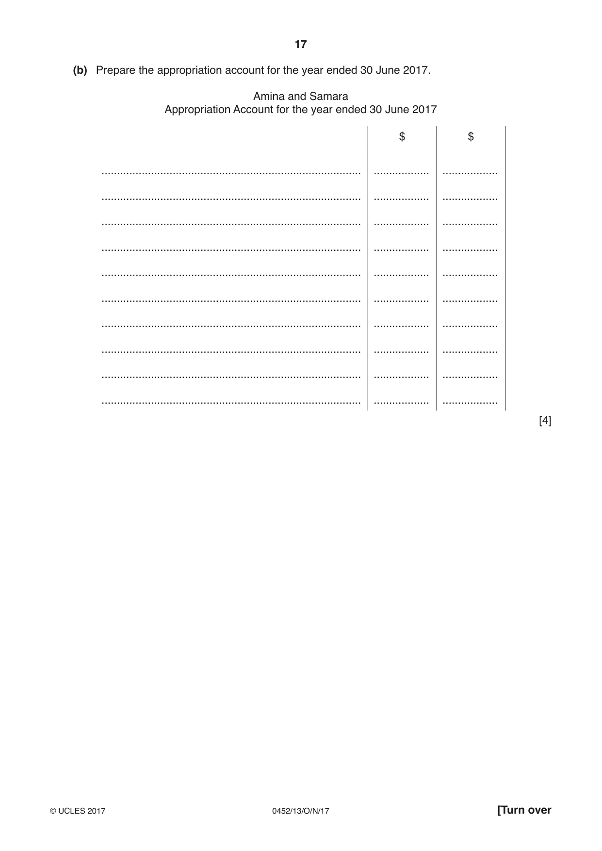 Cambridge IGCSE Accounting 0452 2017 Oct/Nov Paper 1 · Variant 3 question paper, page 17 of 20