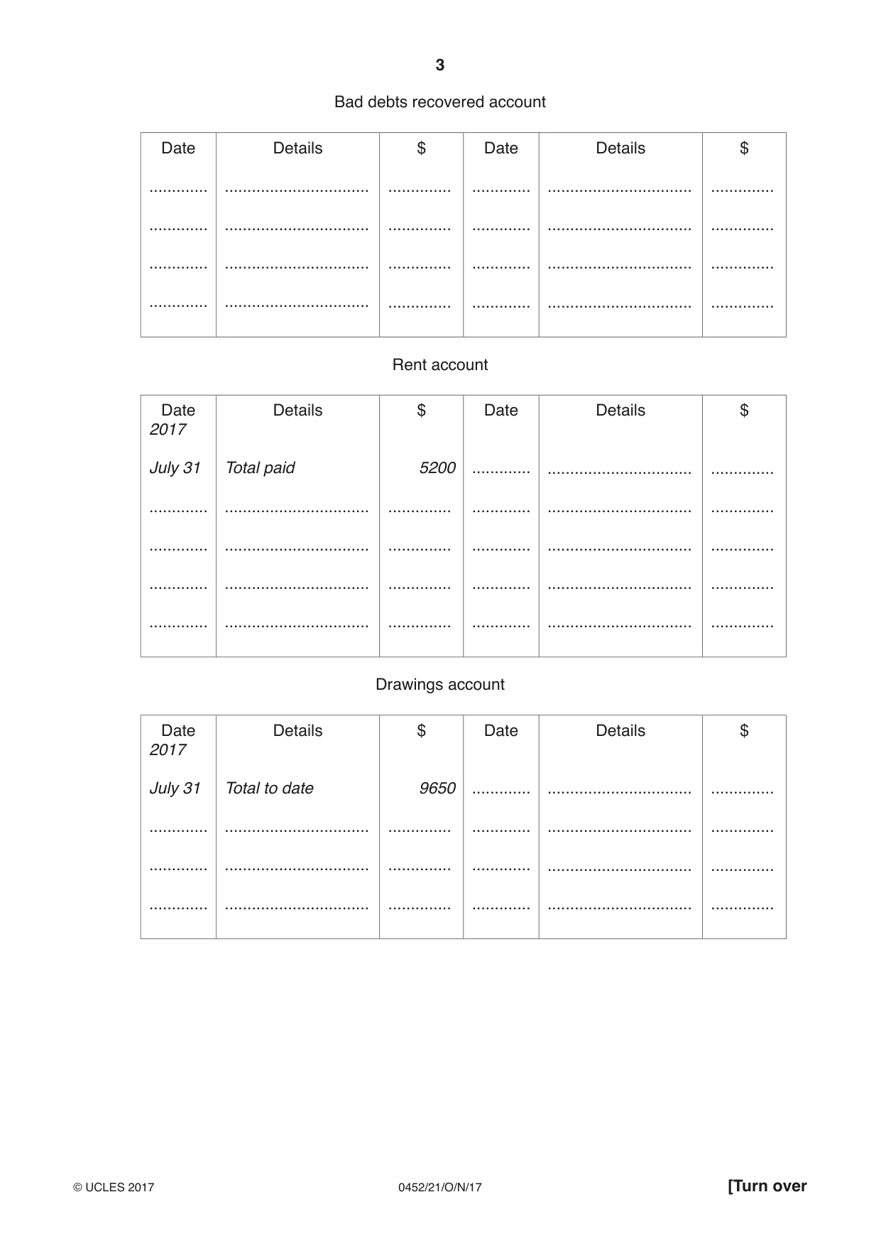 Cambridge IGCSE Accounting 0452 2017 Oct/Nov Paper 2 · Variant 1 question paper, page 3 of 20
