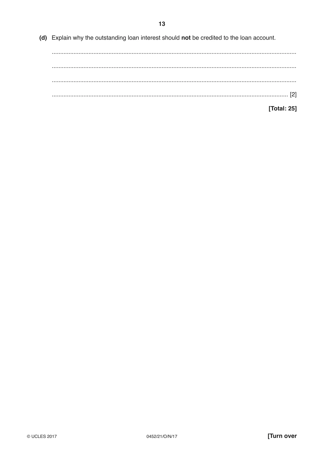 Cambridge IGCSE Accounting 0452 2017 Oct/Nov Paper 2 · Variant 1 question paper, page 13 of 20