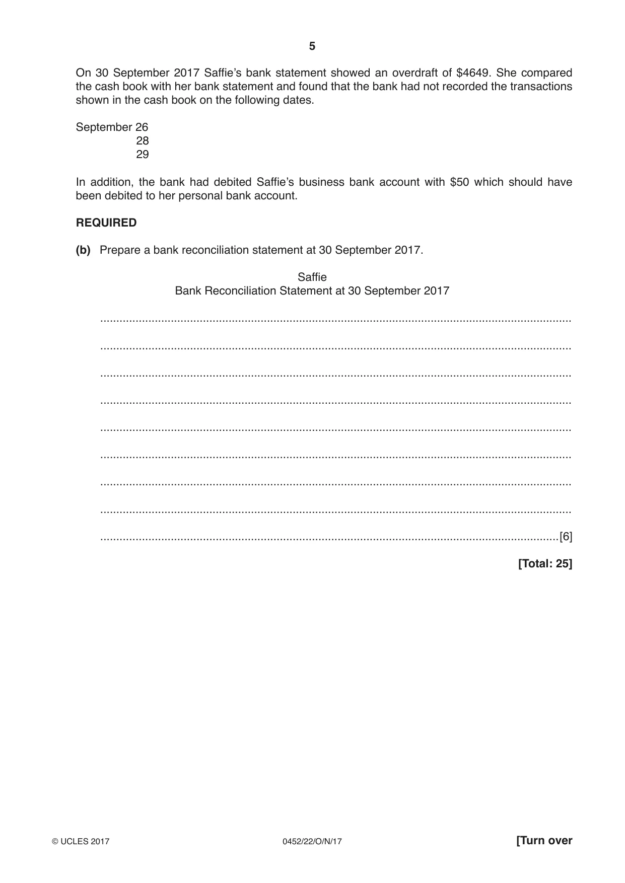 Cambridge IGCSE Accounting 0452 2017 Oct/Nov Paper 2 · Variant 2 question paper, page 5 of 20