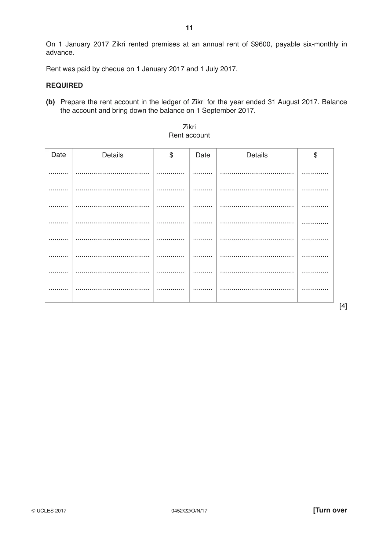 Cambridge IGCSE Accounting 0452 2017 Oct/Nov Paper 2 · Variant 2 question paper, page 11 of 20