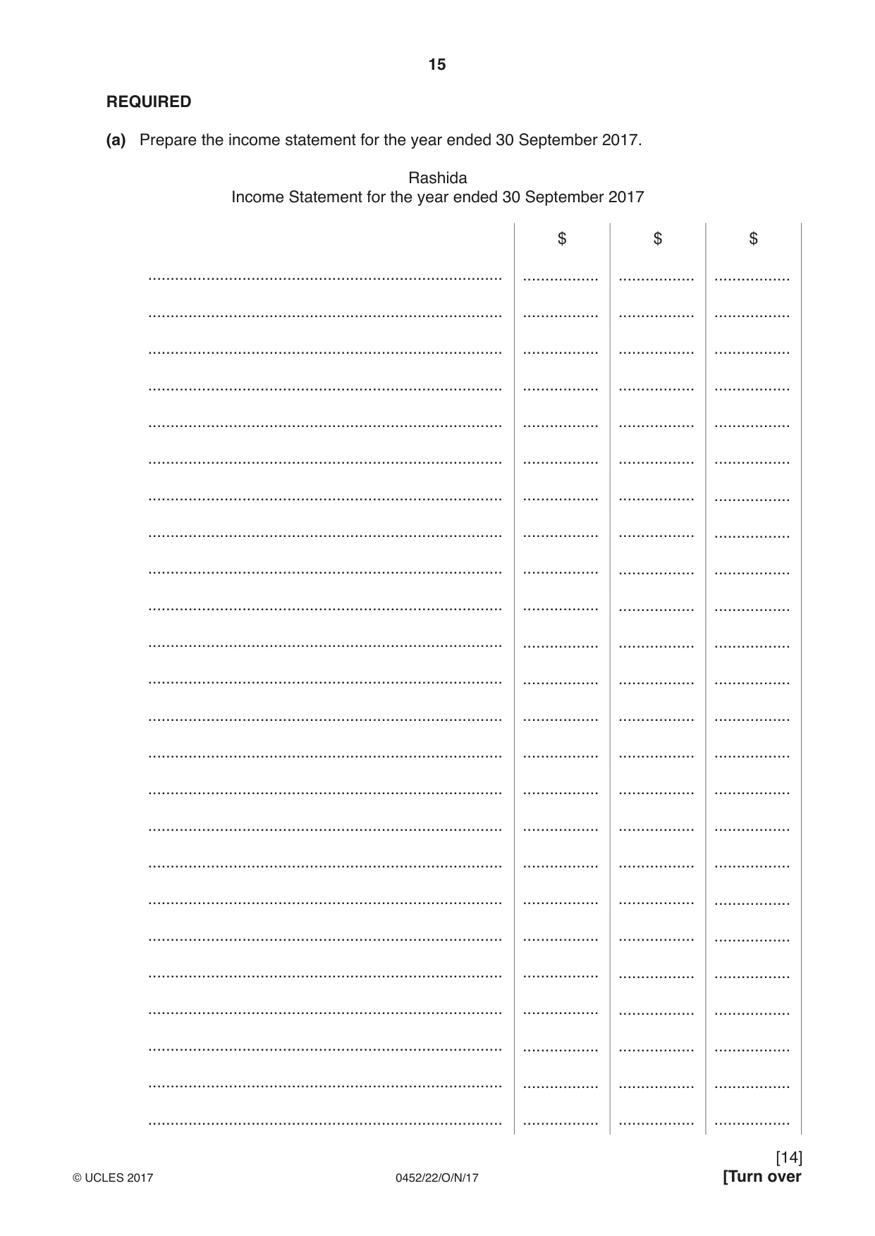 Cambridge IGCSE Accounting 0452 2017 Oct/Nov Paper 2 · Variant 2 question paper, page 15 of 20