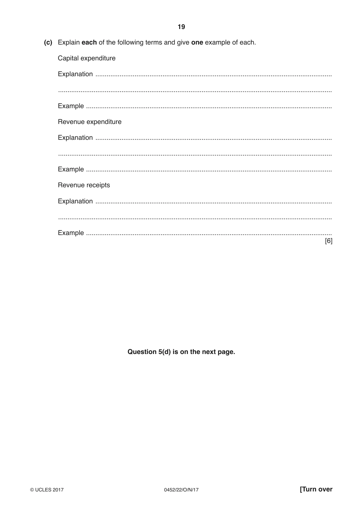 Cambridge IGCSE Accounting 0452 2017 Oct/Nov Paper 2 · Variant 2 question paper, page 19 of 20