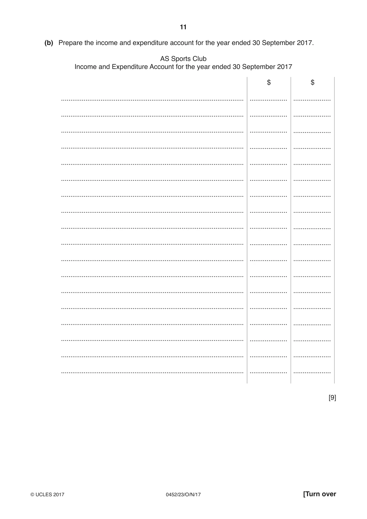 Cambridge IGCSE Accounting 0452 2017 Oct/Nov Paper 2 · Variant 3 question paper, page 11 of 20