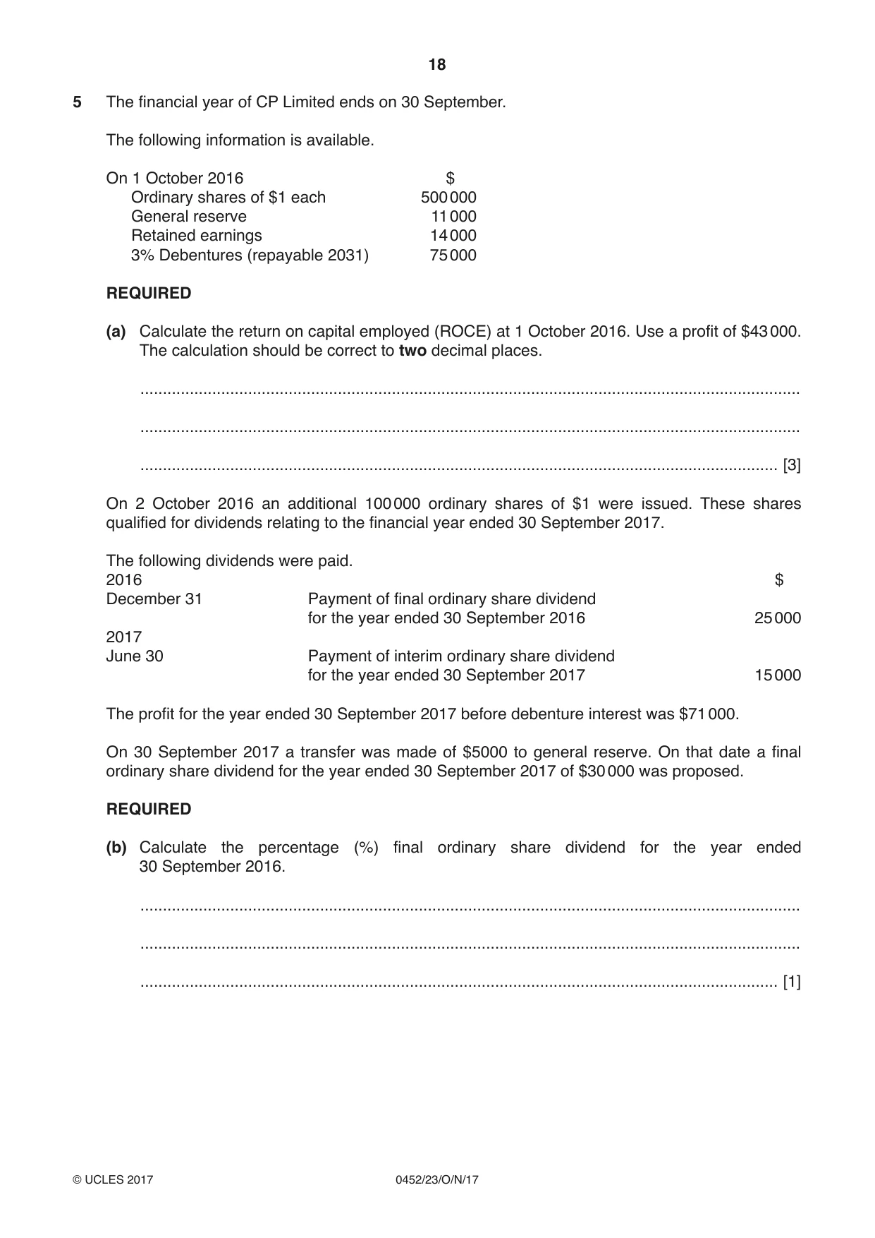 Cambridge IGCSE Accounting 0452 2017 Oct/Nov Paper 2 · Variant 3 question paper, page 18 of 20