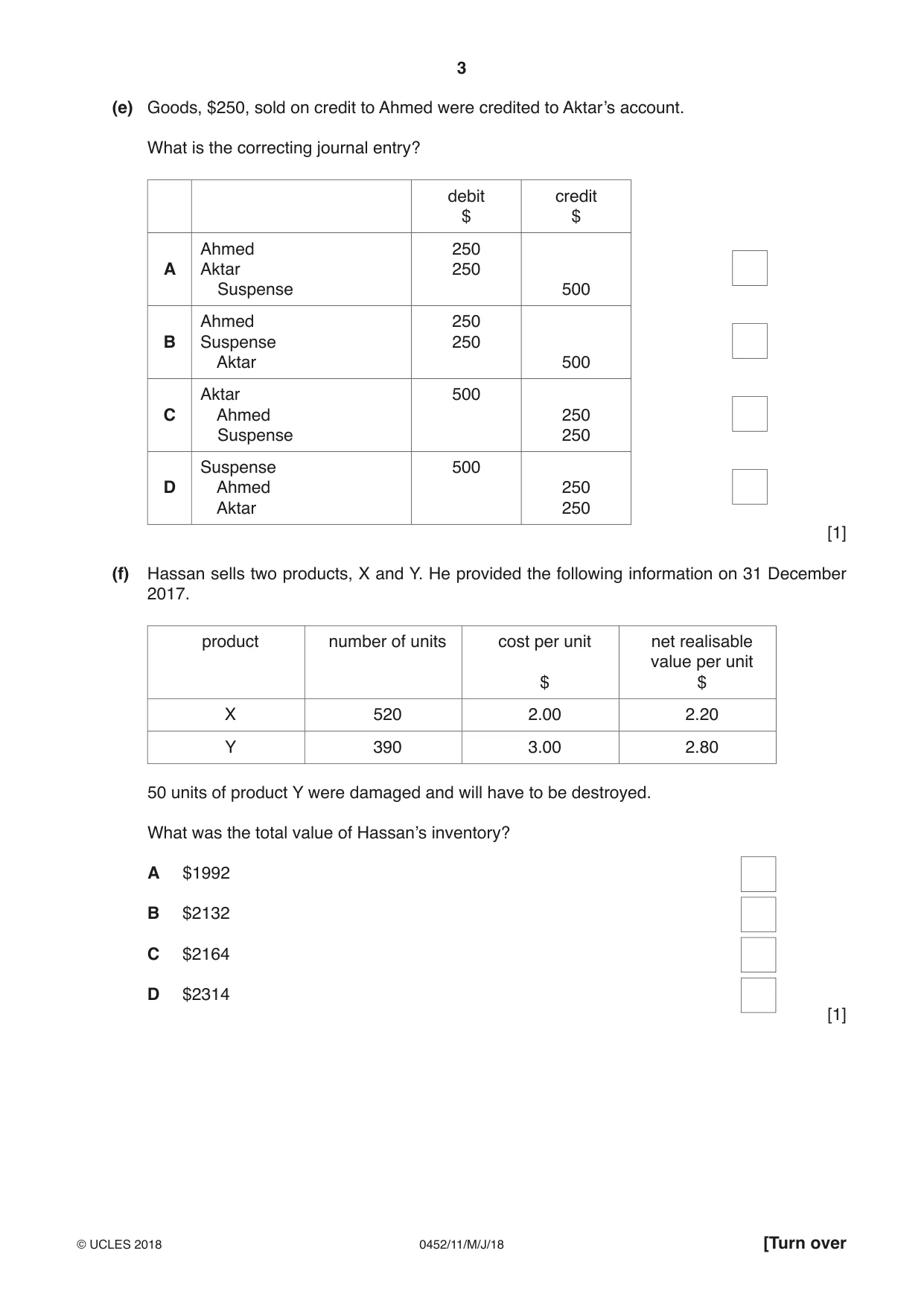 Cambridge IGCSE Accounting 0452 2018 May/June Paper 1 · Variant 1 question paper, page 3 of 24
