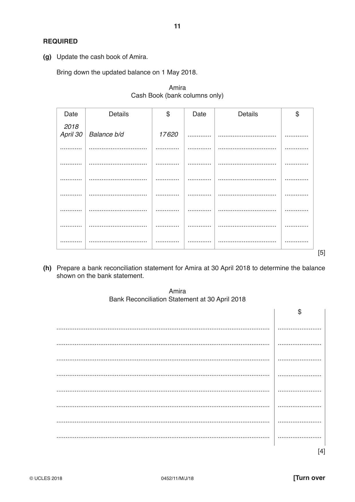 Cambridge IGCSE Accounting 0452 2018 May/June Paper 1 · Variant 1 question paper, page 11 of 24