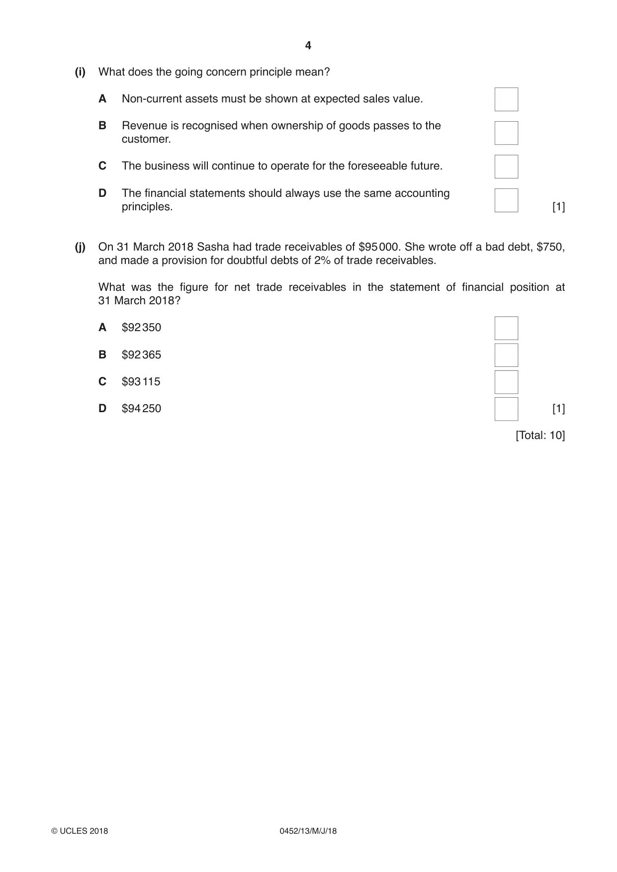 Cambridge IGCSE Accounting 0452 2018 May/June Paper 1 · Variant 3 question paper, page 4 of 20