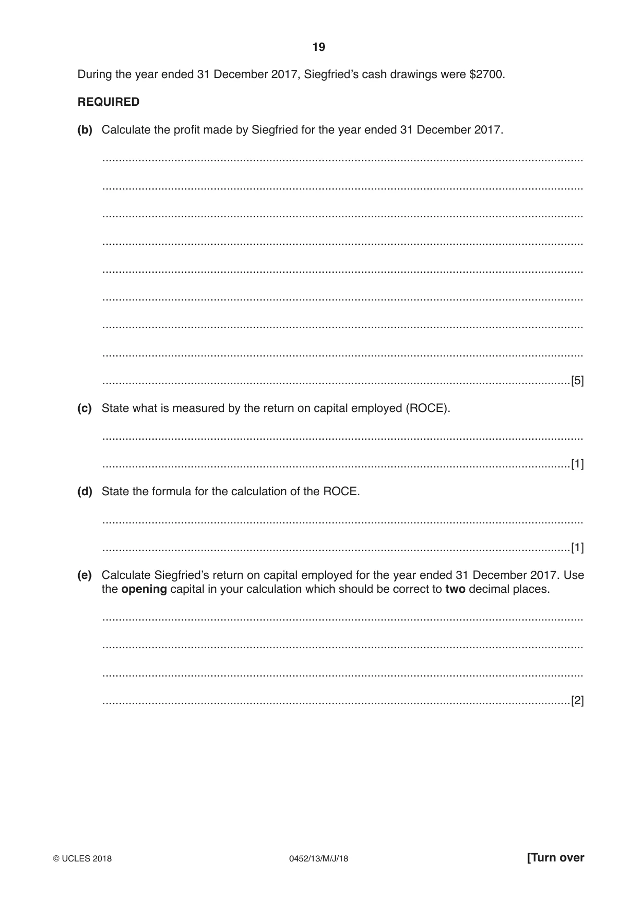Cambridge IGCSE Accounting 0452 2018 May/June Paper 1 · Variant 3 question paper, page 19 of 20