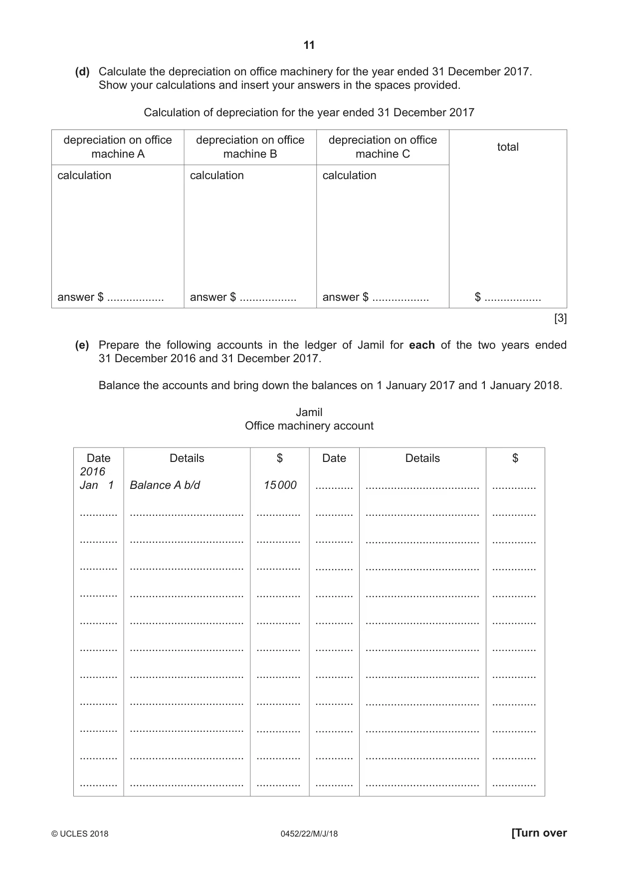 Cambridge IGCSE Accounting 0452 2018 May/June Paper 2 · Variant 2 question paper, page 11 of 24