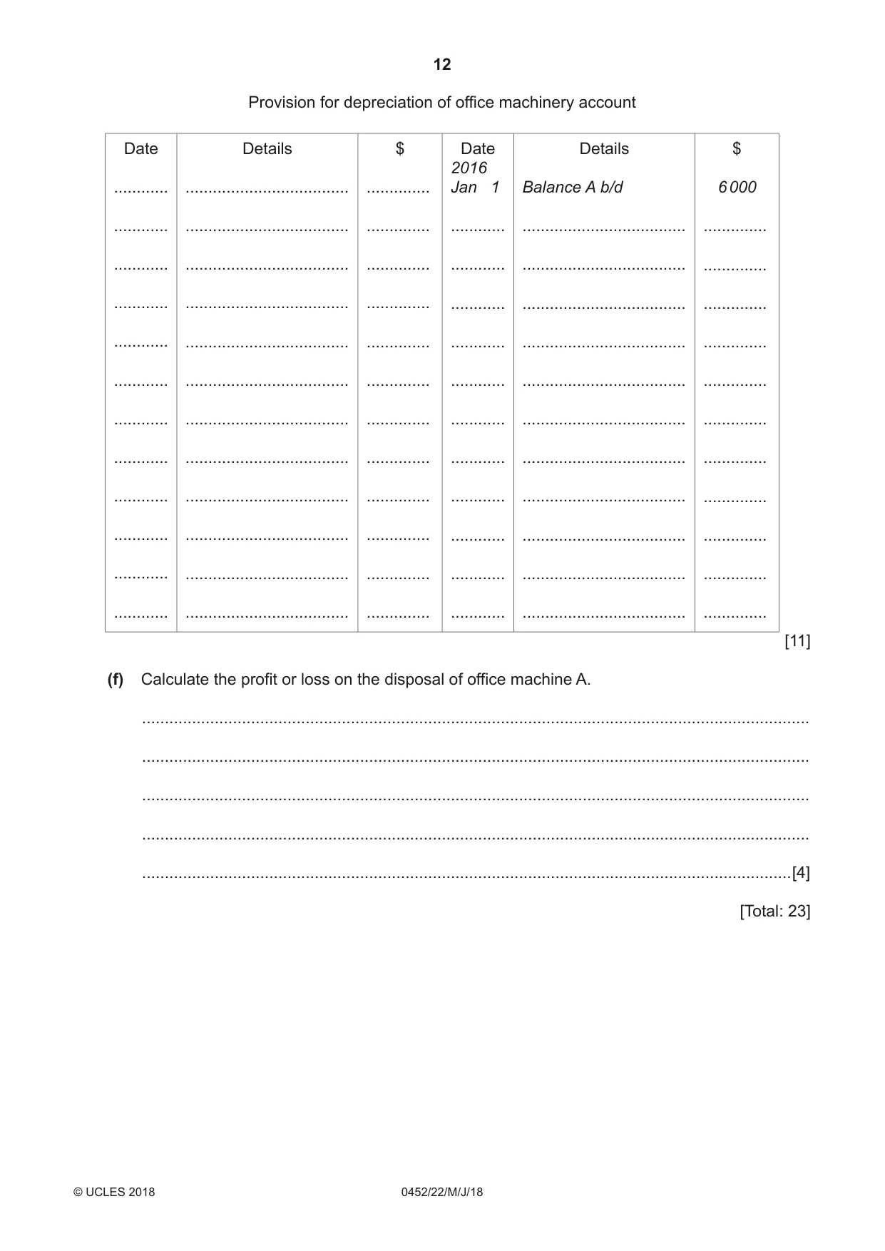 Cambridge IGCSE Accounting 0452 2018 May/June Paper 2 · Variant 2 question paper, page 12 of 24