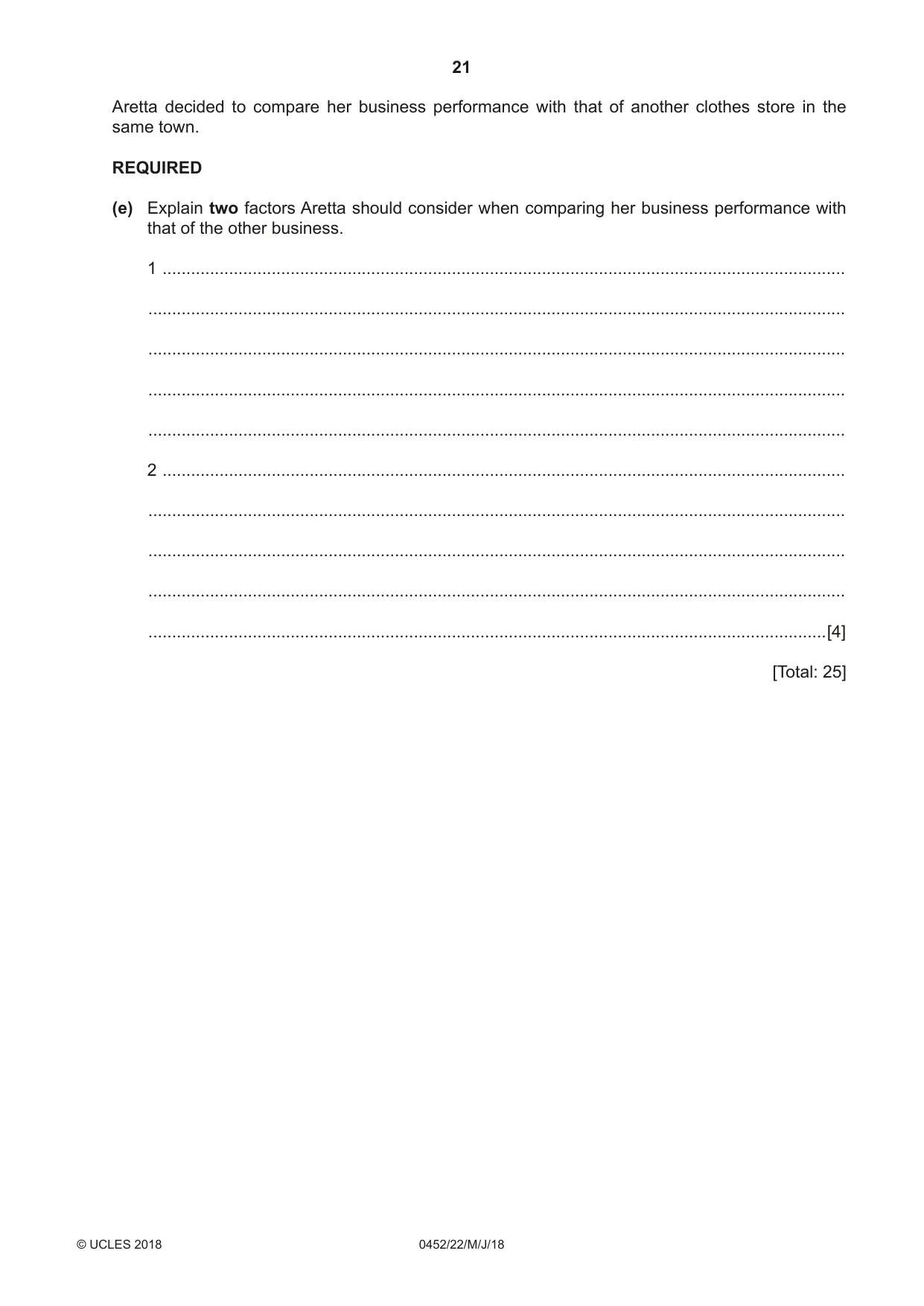 Cambridge IGCSE Accounting 0452 2018 May/June Paper 2 · Variant 2 question paper, page 21 of 24