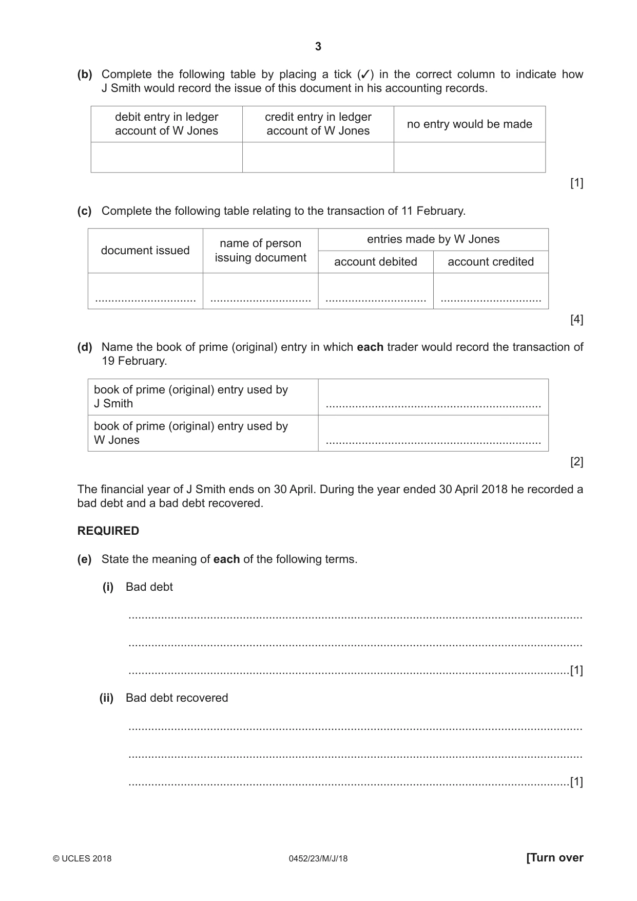 Cambridge IGCSE Accounting 0452 2018 May/June Paper 2 · Variant 3 question paper, page 3 of 24