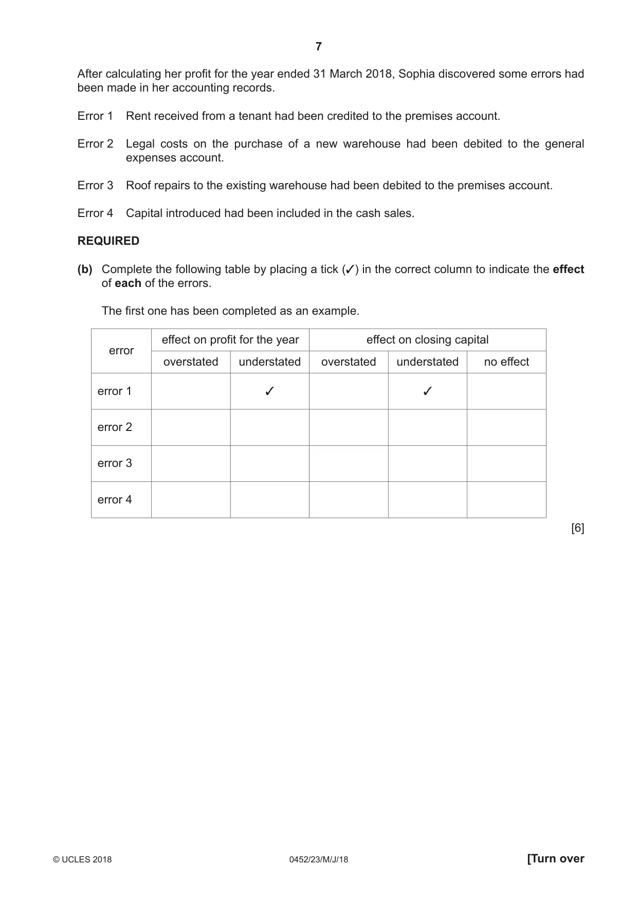 Cambridge IGCSE Accounting 0452 2018 May/June Paper 2 · Variant 3 question paper, page 7 of 24