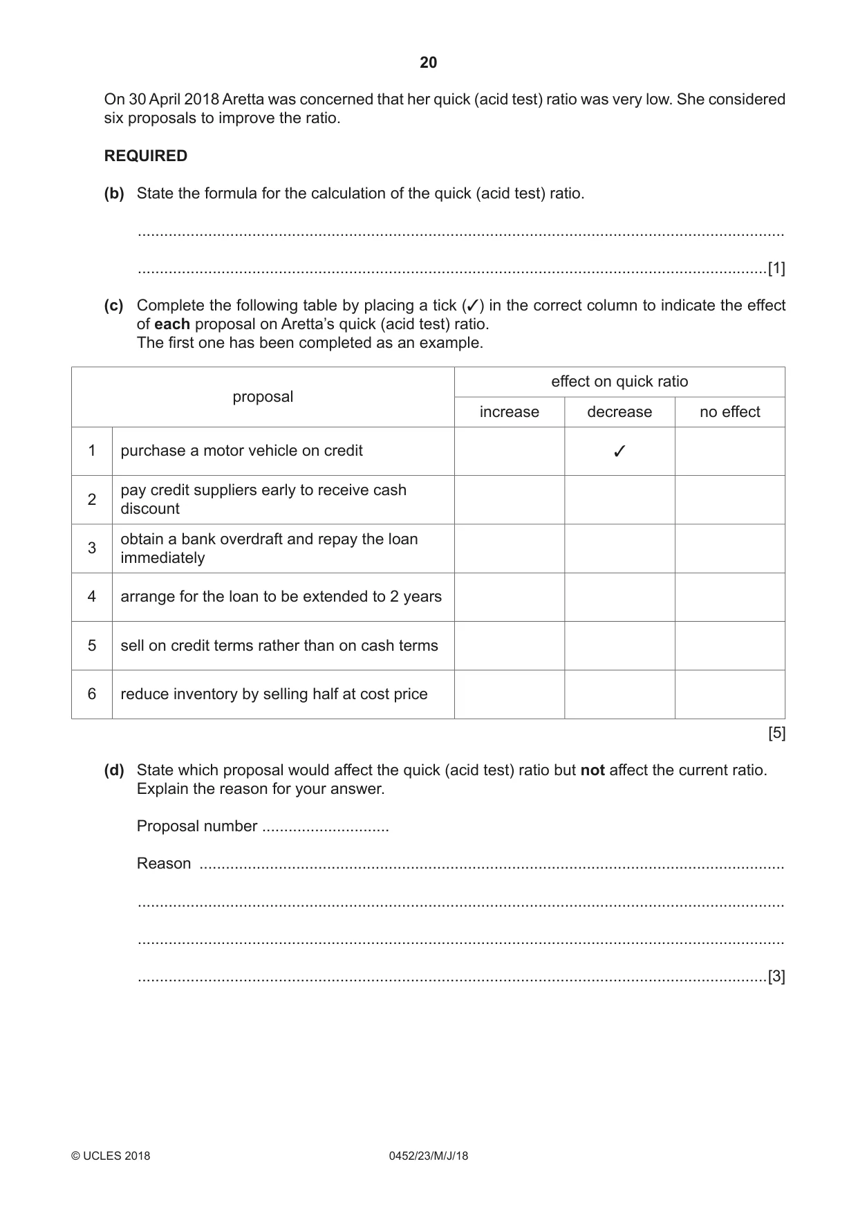 Cambridge IGCSE Accounting 0452 2018 May/June Paper 2 · Variant 3 question paper, page 20 of 24