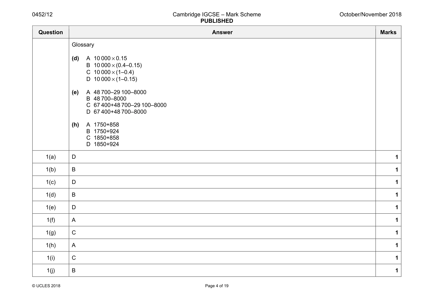 Mark scheme, page 4 of 19