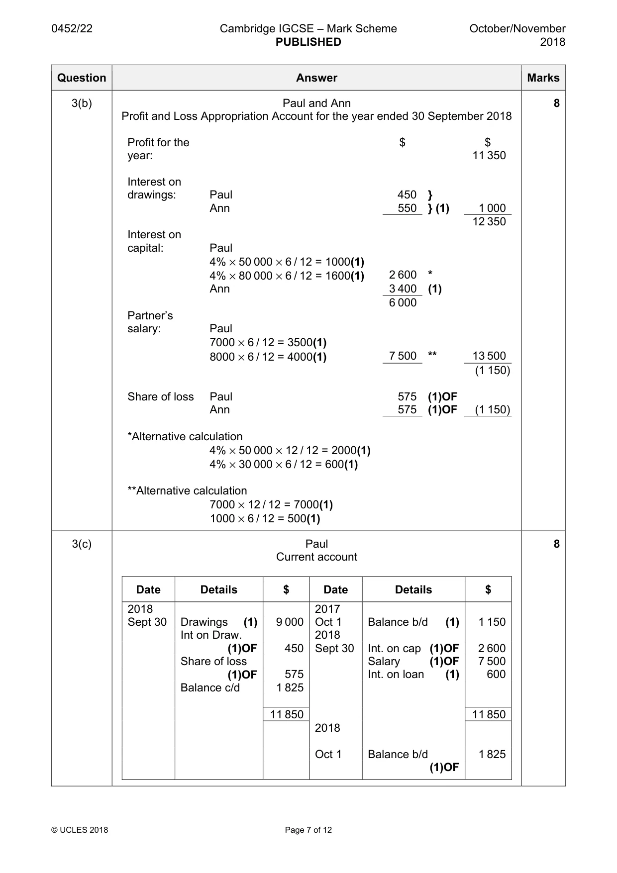 Mark scheme, page 7 of 12