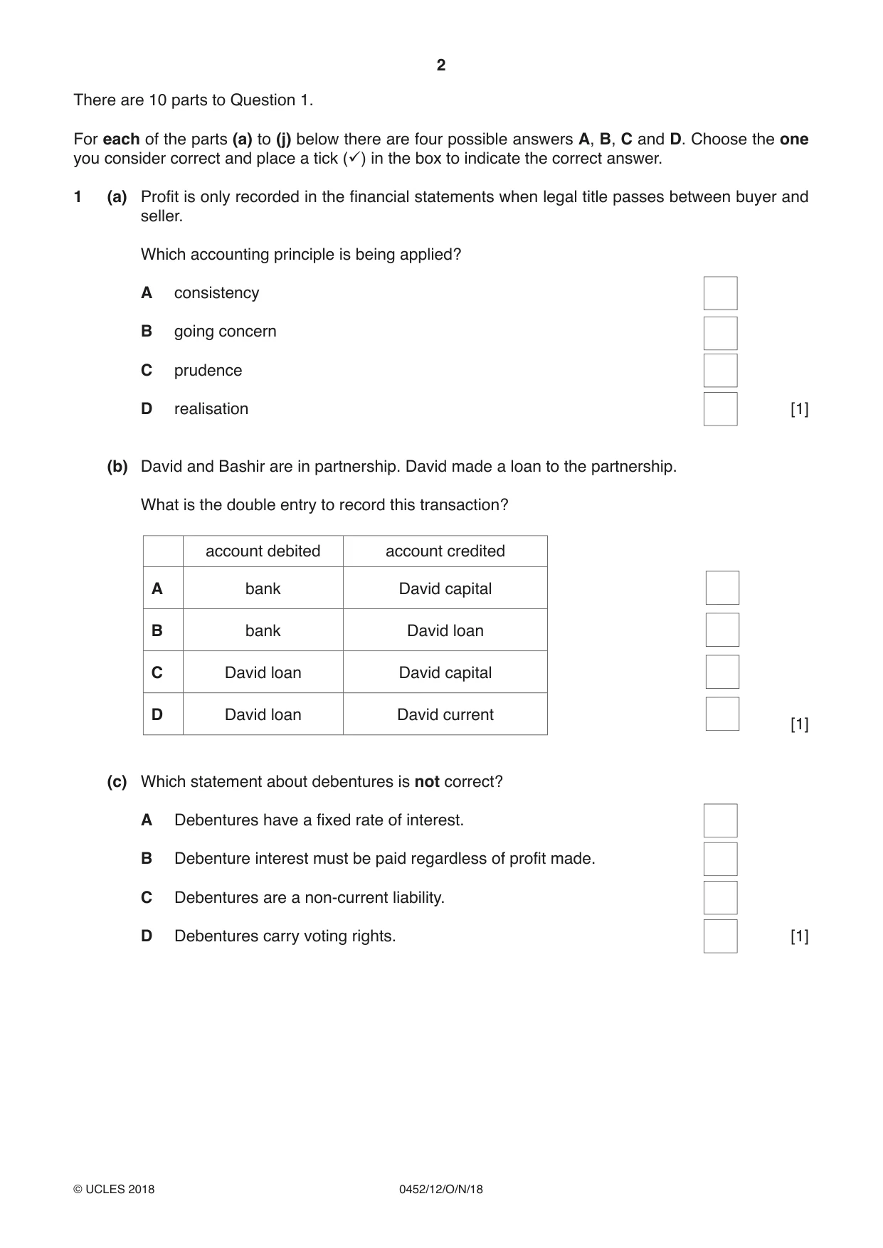 Cambridge IGCSE Accounting 0452 2018 Oct/Nov Paper 1 · Variant 2 question paper, page 2 of 24